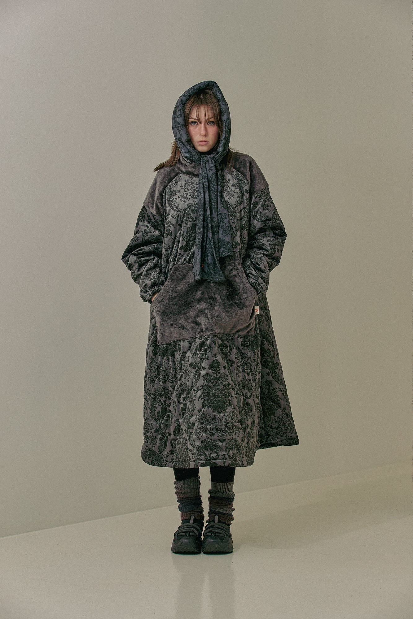 G64201_VT.GR | FLEECE OVERSIZED HALF-ZIP PULLOVER-VT.GR | Color:Gray【GORT_ゴート】【archive】