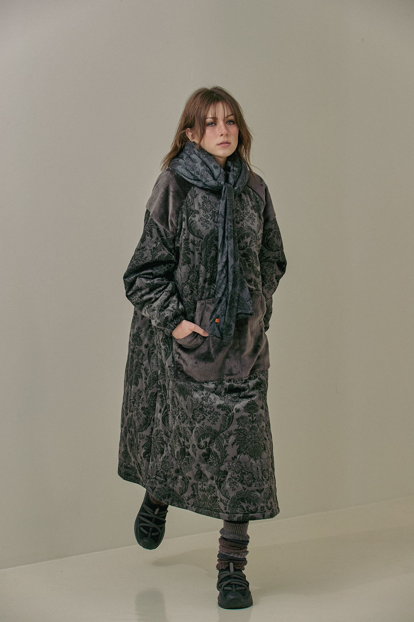 G64201_VT.GR | FLEECE OVERSIZED HALF-ZIP PULLOVER-VT.GR | Color:Gray【GORT_ゴート】【archive】