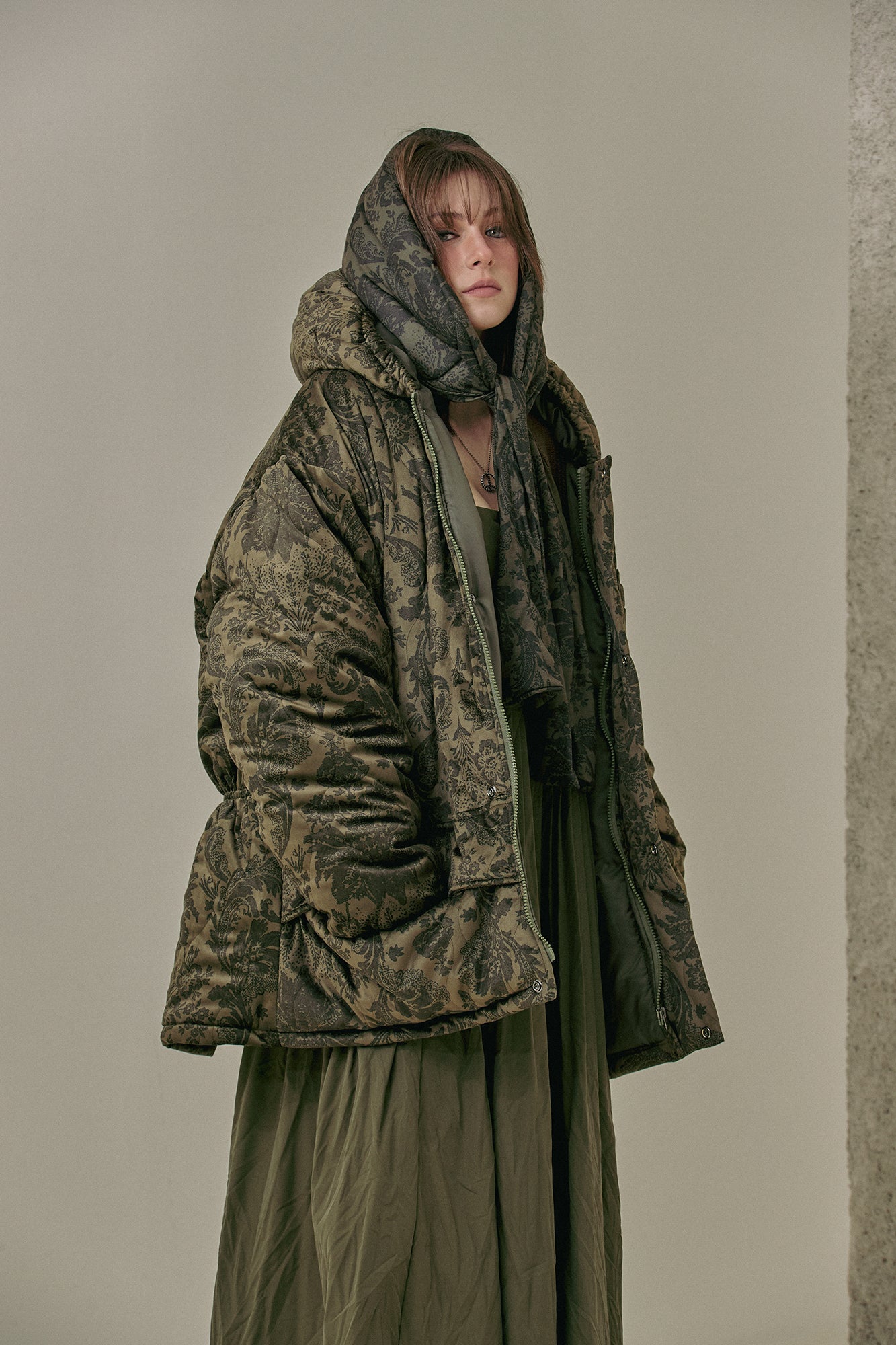 G64502_VT.KH | PADDING SCARF-VT.KH | Color:Khaki【GORT_ゴート】