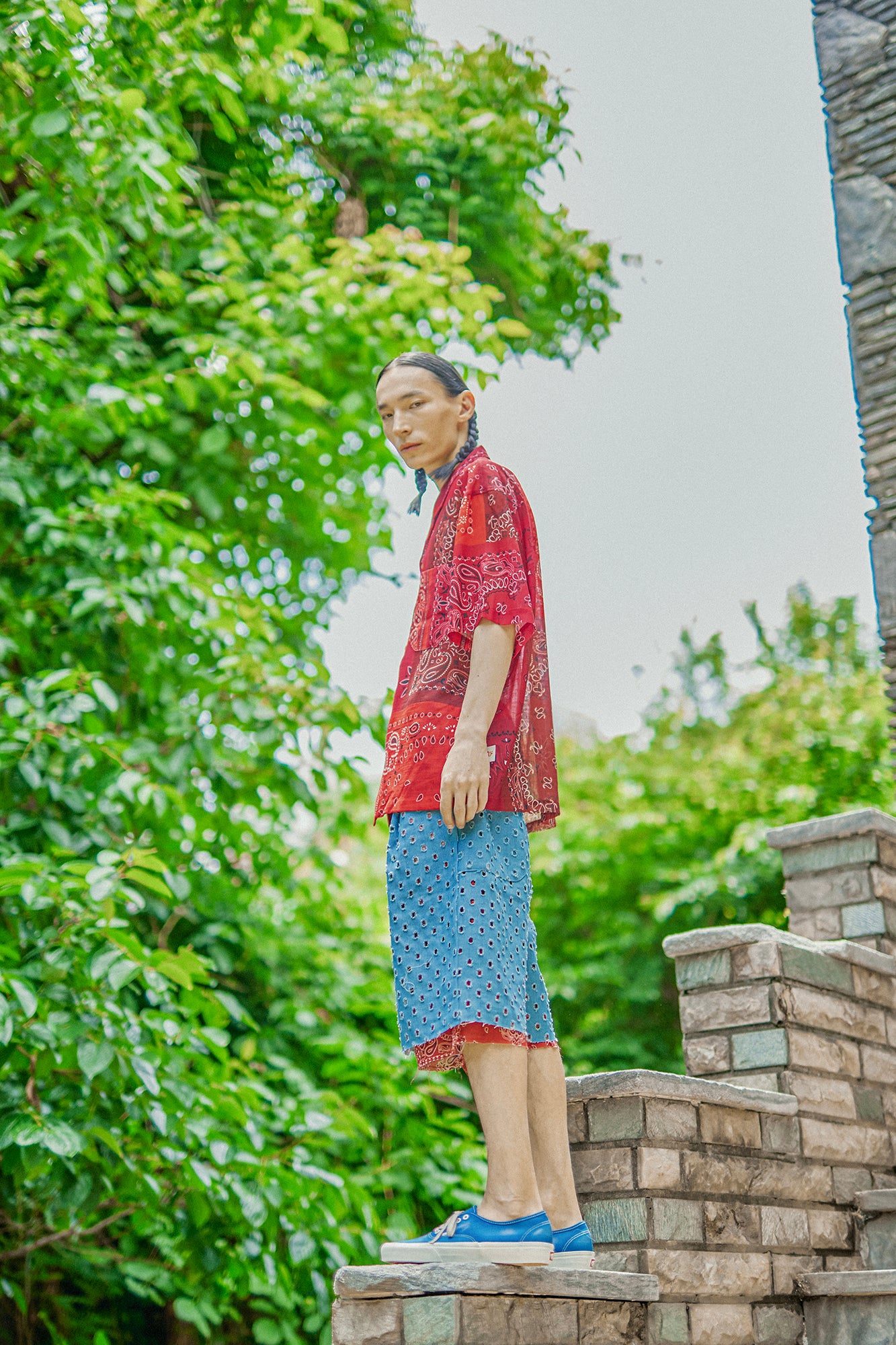 G62201_TR | BANDANA ALOHA SHIRTS-TR | COlor:Tomato Red【GORT_ゴート】【archive】