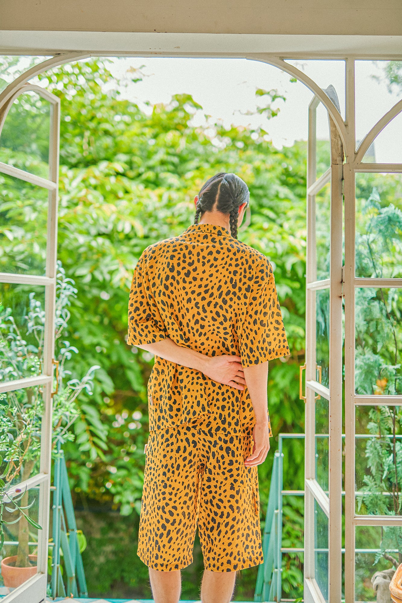 G62302_MU | LEOPARD LONG WIDE SUMMER SHORTS-MU | COlor:Mustard【GORT_ゴート】【archive】