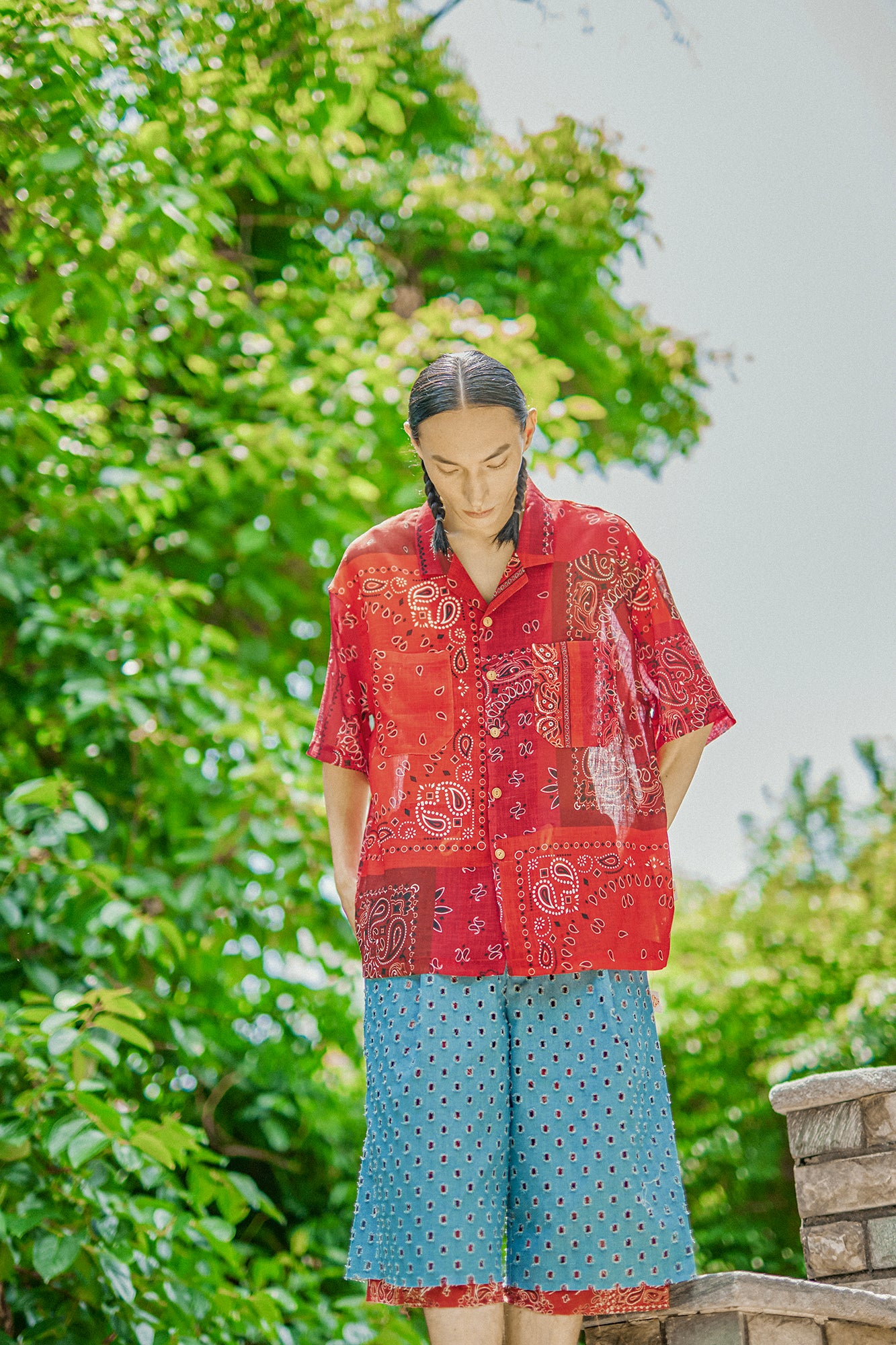 G62201_TR | BANDANA ALOHA SHIRTS-TR | COlor:Tomato Red【GORT_ゴート】【archive】