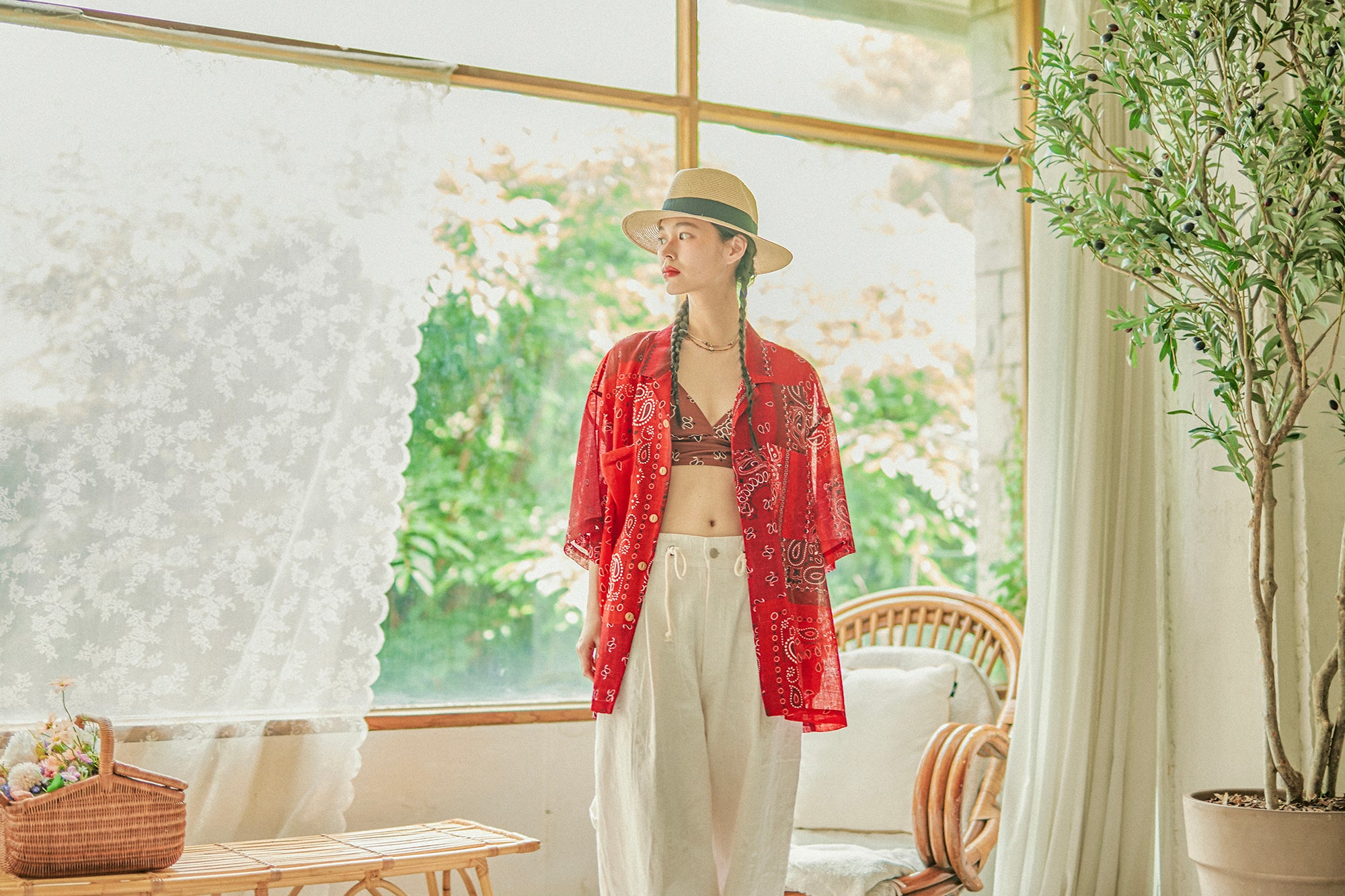 G62201_TR | BANDANA ALOHA SHIRTS-TR | COlor:Tomato Red【GORT_ゴート】【archive】