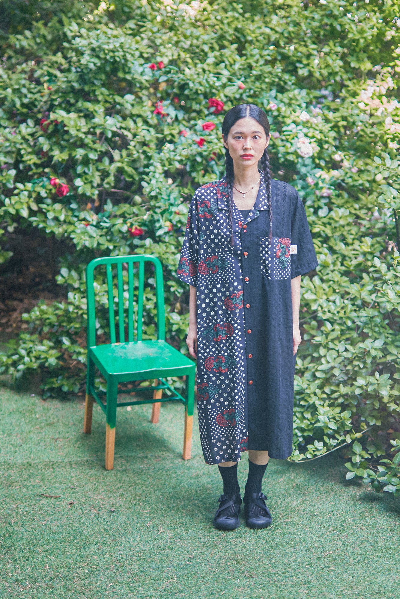 G62203_BK | VINTAGE PATCHWORK LONG SHIRT-BK | COlor:Black【GORT_ゴート】【archive】