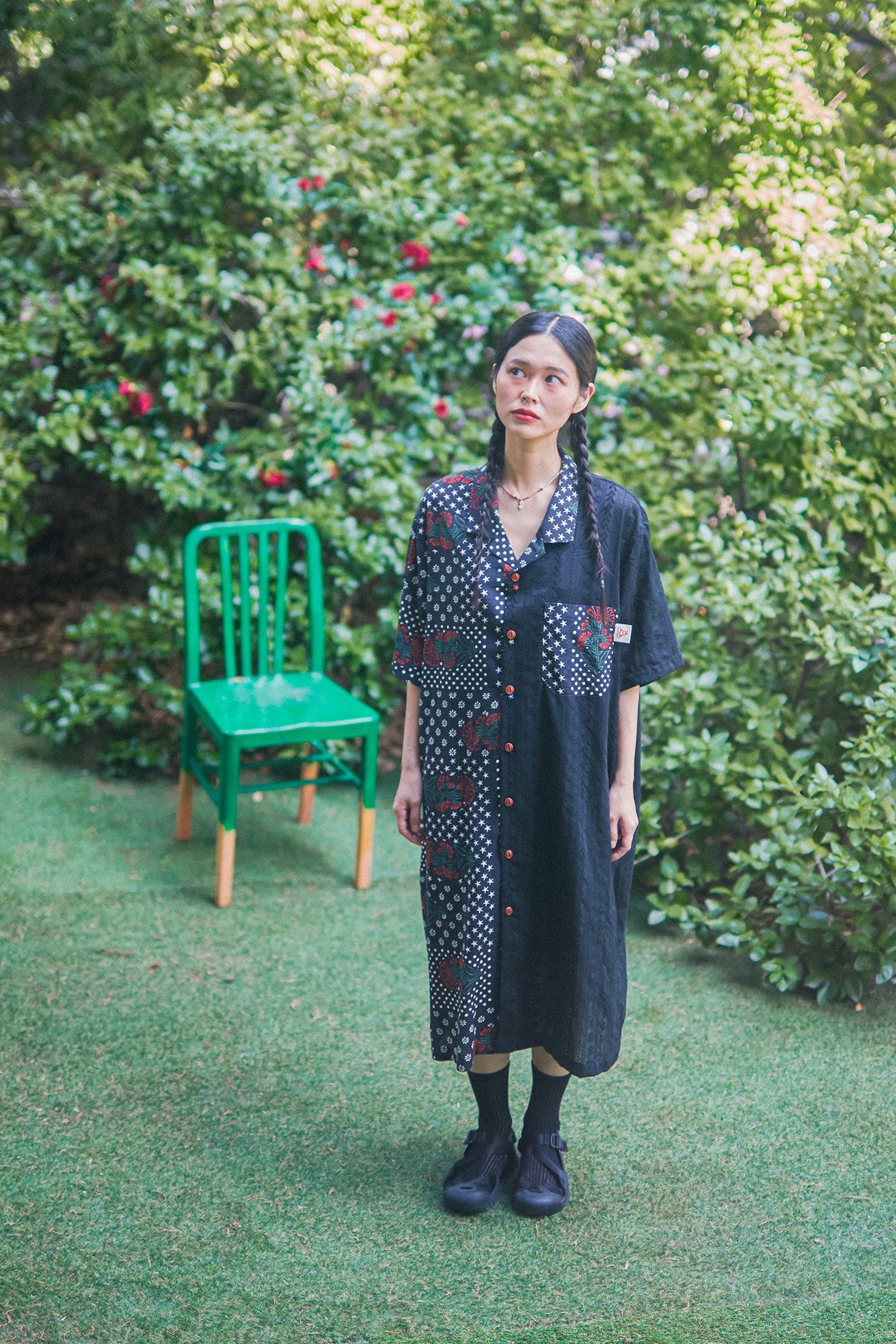 G62203_BK | VINTAGE PATCHWORK LONG SHIRT-BK | COlor:Black【GORT_ゴート】【archive】