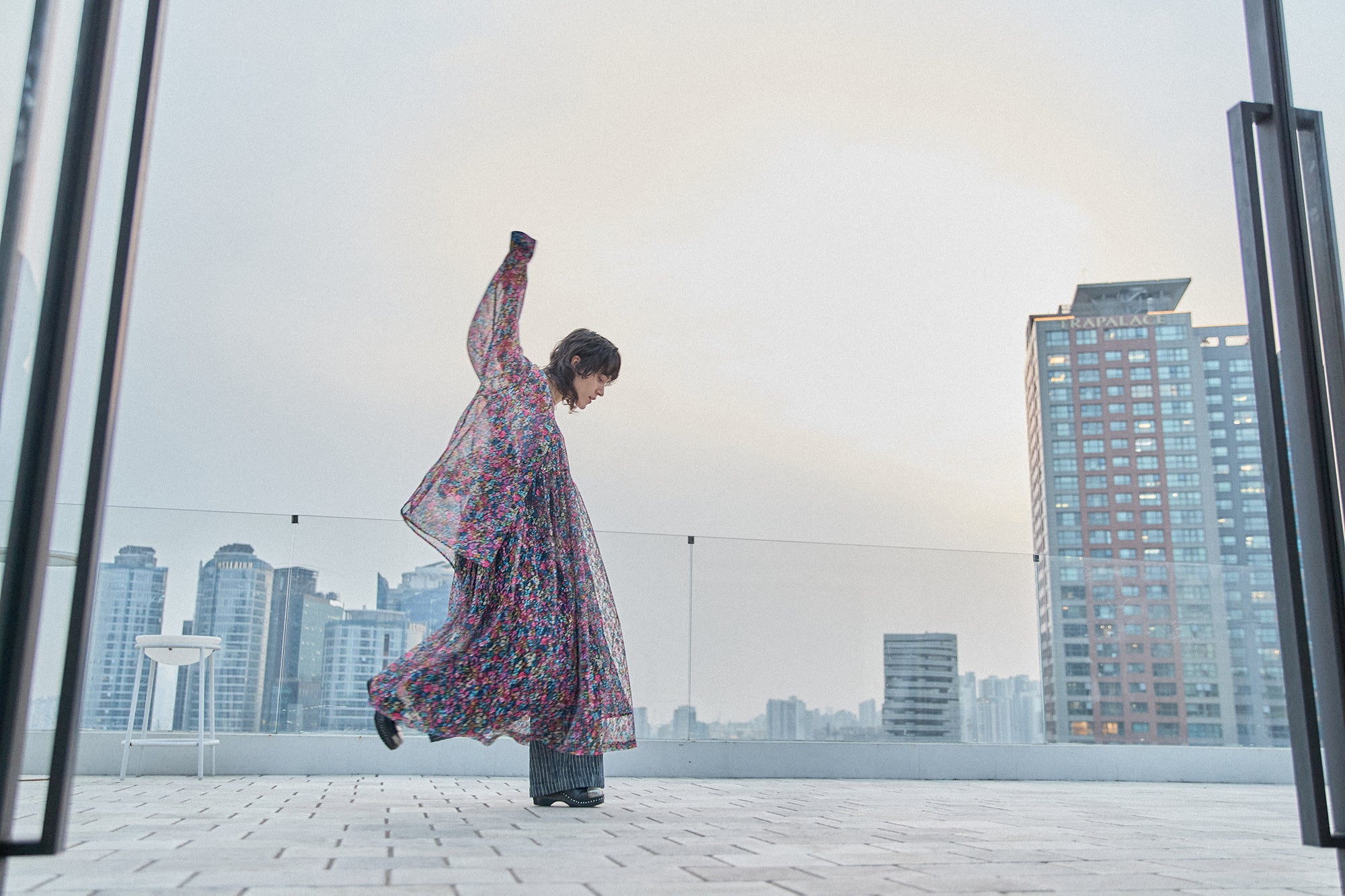 G71201_MT.PK | FLOWER SHEER NO COLLAR SHIRT-MT.PK | Color:Pink【GORT_ゴート】【archive】