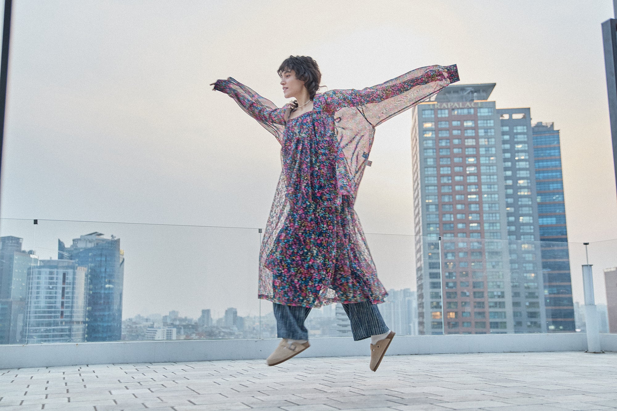 G71201_MT.PK | FLOWER SHEER NO COLLAR SHIRT-MT.PK | Color:Pink【GORT_ゴート】