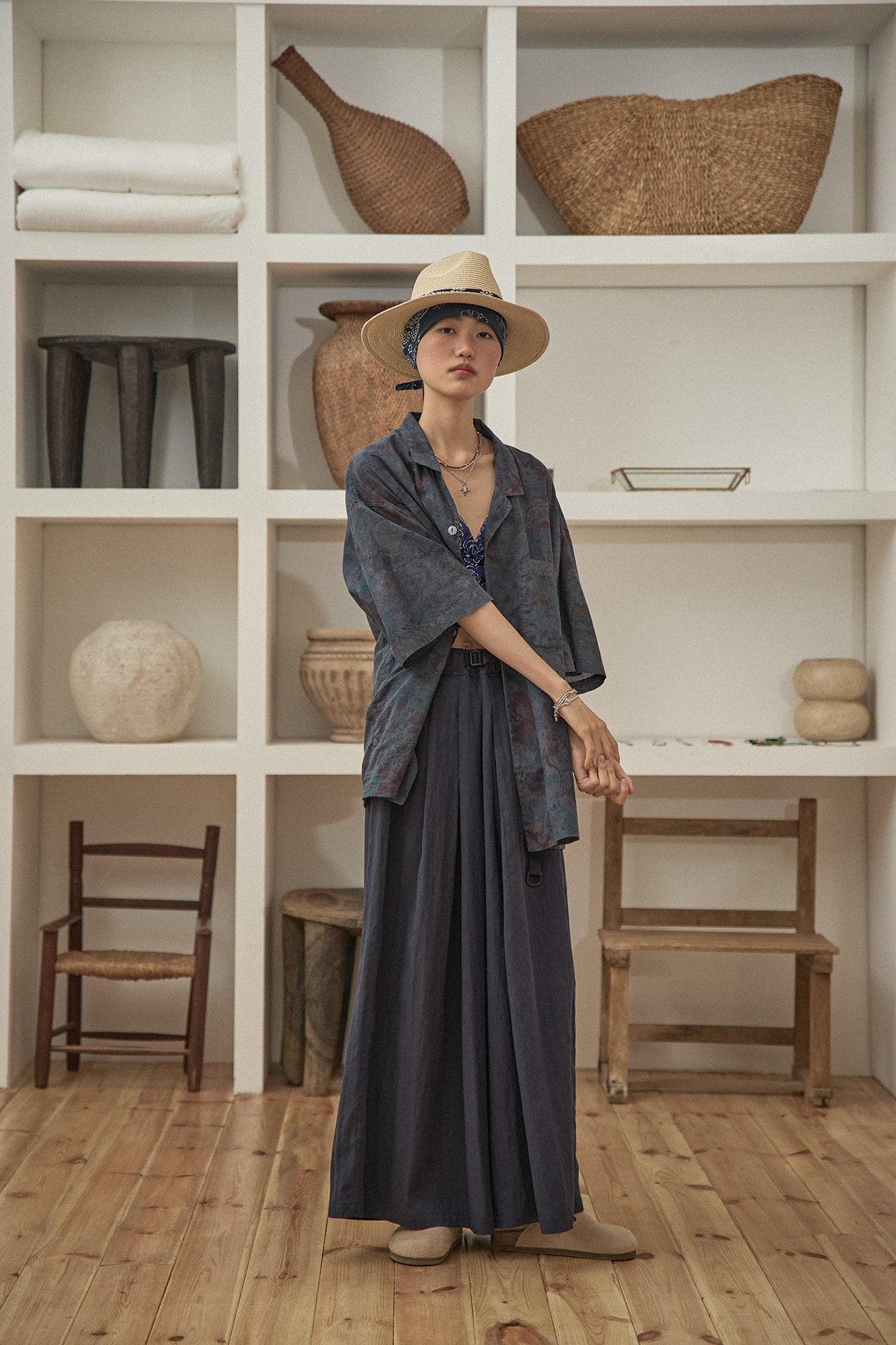 G72203_NV | 80S COTTON FLOWER HAWAIIAN SHIRTS-NV | Color:Navy【GORT_ゴート】【archive】