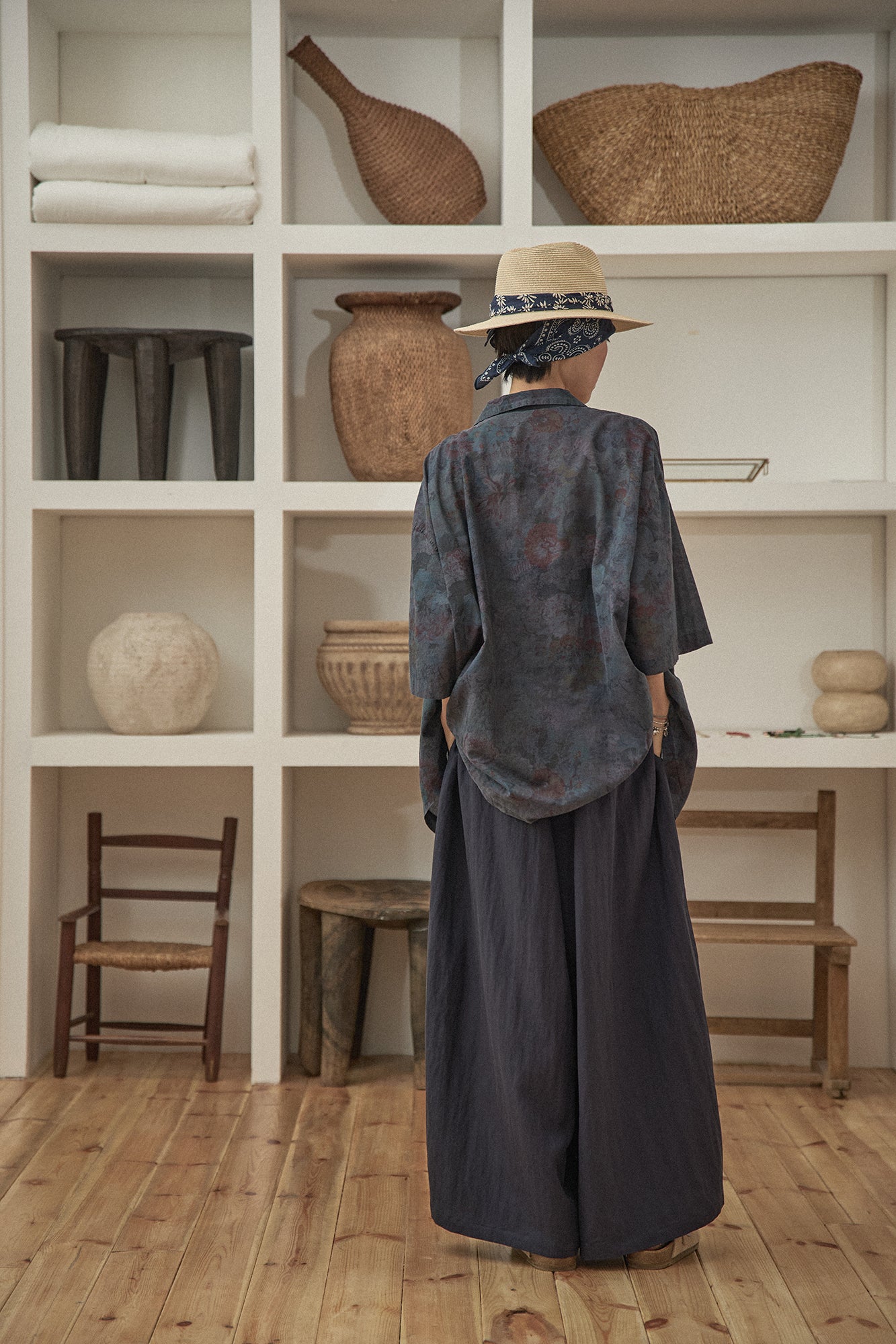 G72203_NV | 80S COTTON FLOWER HAWAIIAN SHIRTS-NV | Color:Navy【GORT_ゴート】【archive】