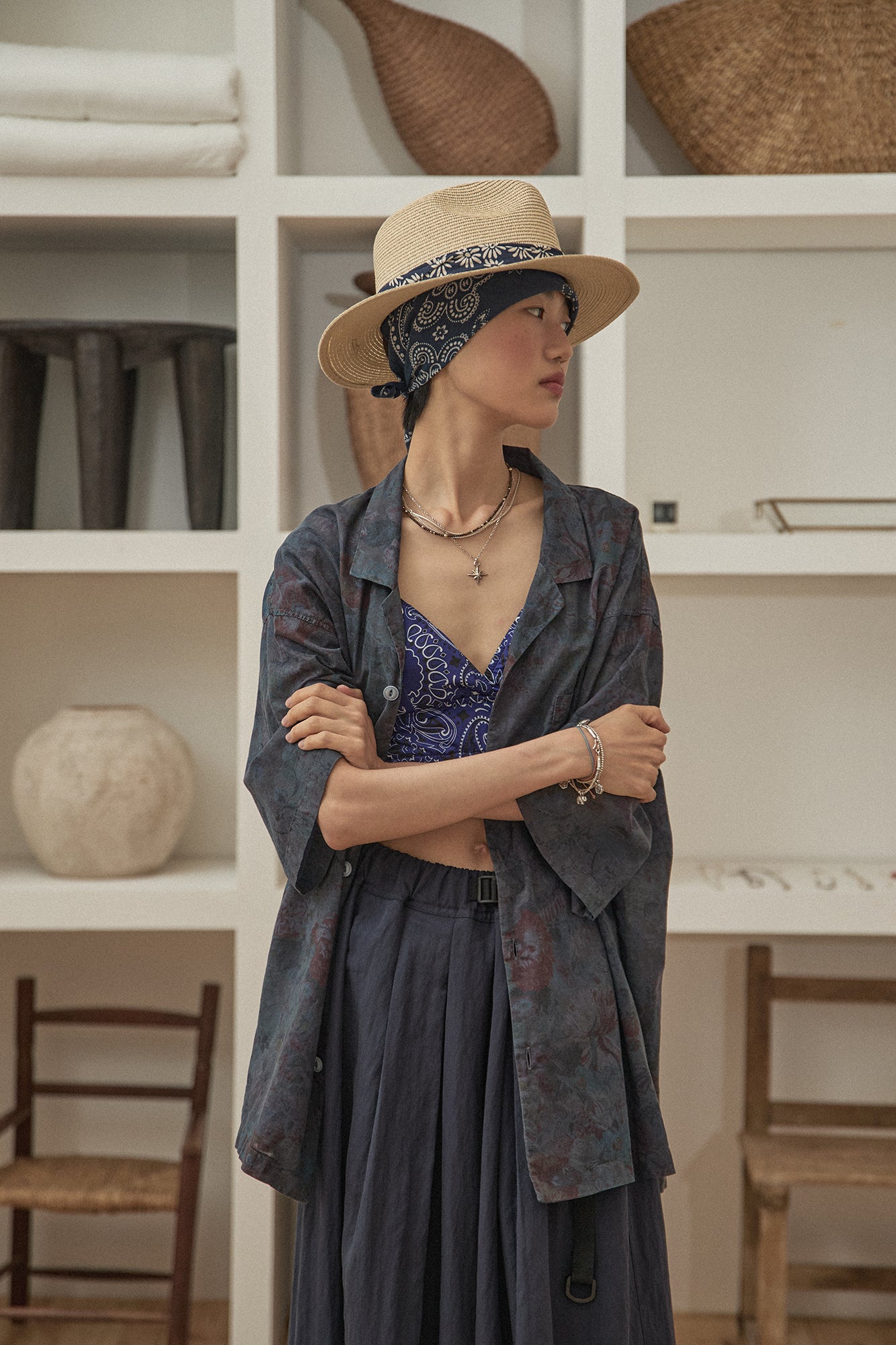 G72203_NV | 80S COTTON FLOWER HAWAIIAN SHIRTS-NV | Color:Navy【GORT_ゴート】【archive】