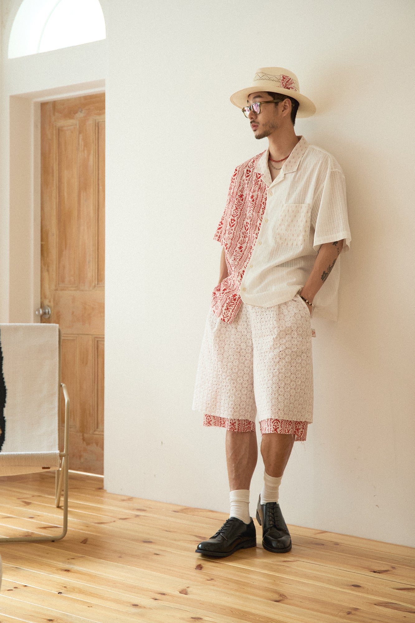 G72202_RD.WH | PATCHWORK HAWAIIAN SHIRT-RD.WH | Color:Red_White【GORT_ゴート】