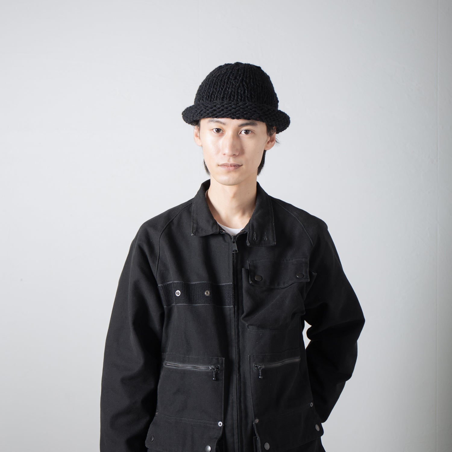 IA-24-106_BLACK | Roll Knit Cap – Black | INDIETRO ASSOCIATION