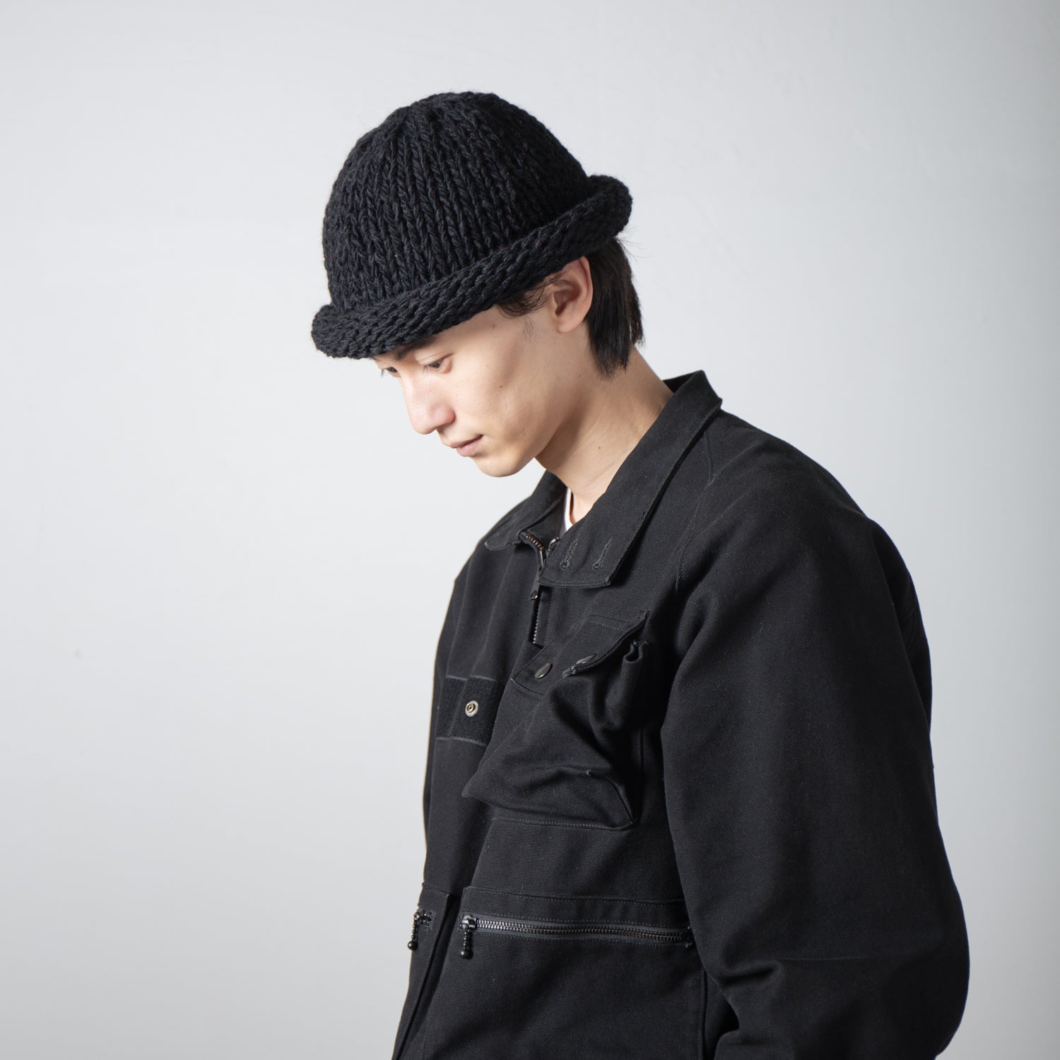 IA-24-106_BLACK | Roll Knit Cap – Black | INDIETRO ASSOCIATION