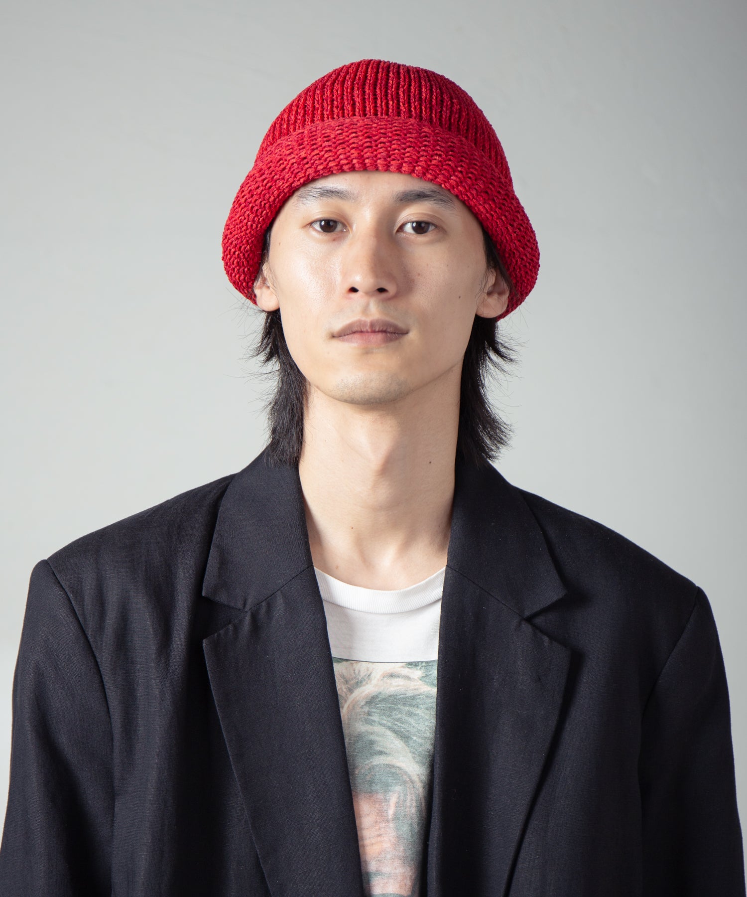 IA-24-097_Red | Roll Knit Cap | Color:Red【INDIETRO ASSOCIATION_インディエトロアソシエーション】【archive】
