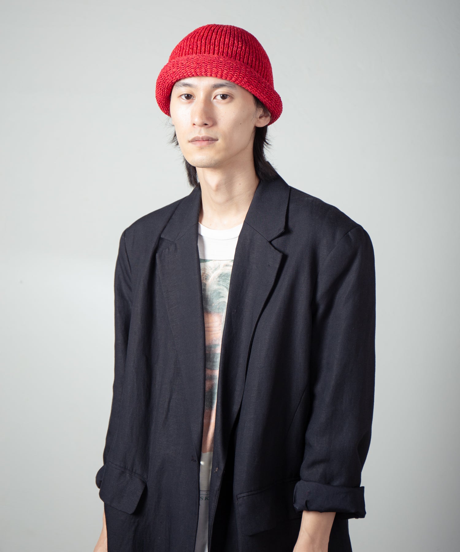 IA-24-097_Red | Roll Knit Cap | Color:Red【INDIETRO ASSOCIATION_インディエトロアソシエーション】【archive】