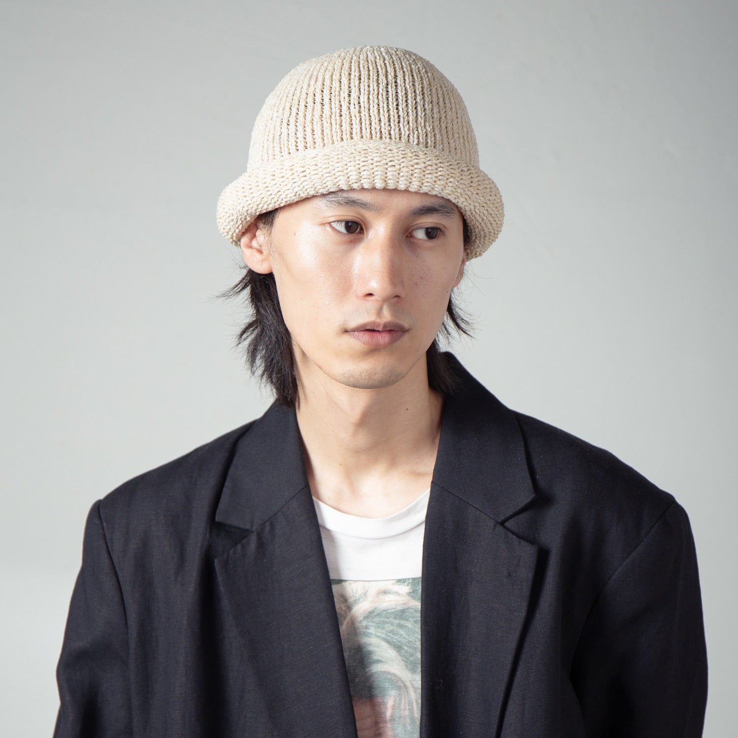Roll Knit Cap | Color_Beige | No_IA-24-097_Beige【INDIETRO ASSOCIATION_インディエトロアソシエーション】【入荷予定アイテム・入荷連絡可能】