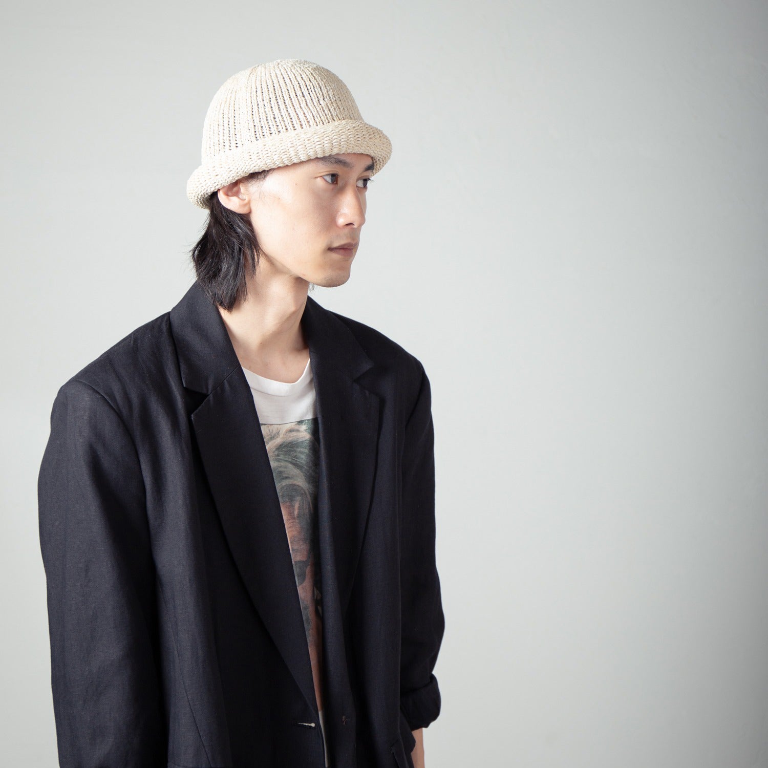 Roll Knit Cap | Color_Beige | No_IA-24-097_Beige【INDIETRO ASSOCIATION_インディエトロアソシエーション】【入荷予定アイテム・入荷連絡可能】