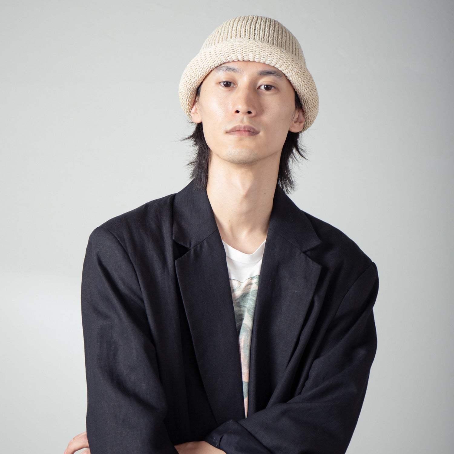 Roll Knit Cap | Color_Beige | No_IA-24-097_Beige【INDIETRO ASSOCIATION_インディエトロアソシエーション】【入荷予定アイテム・入荷連絡可能】