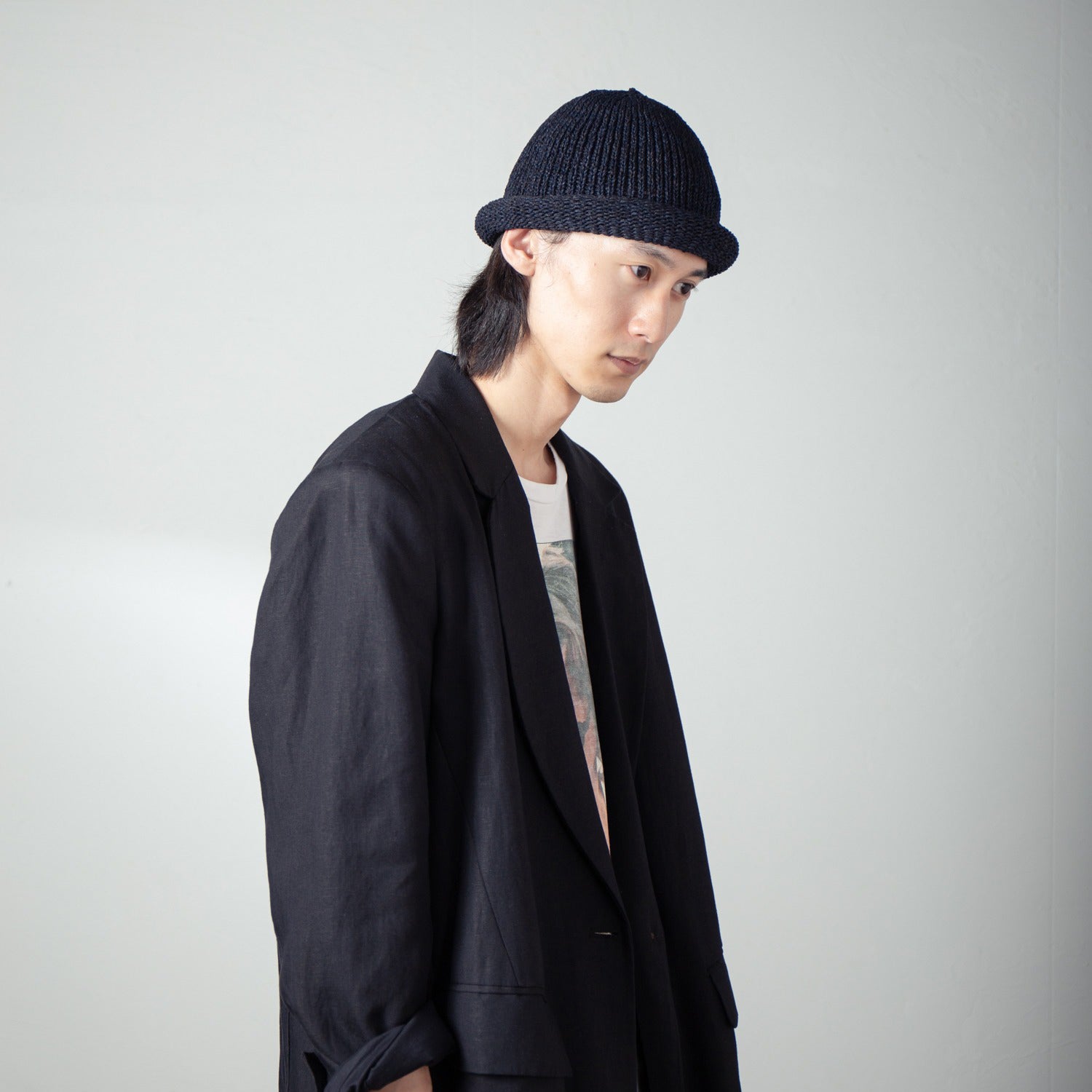 Roll Knit Cap | Color_Black | No_IA-24-097_Black【INDIETRO ASSOCIATION_インディエトロアソシエーション】【入荷予定アイテム・入荷連絡可能】