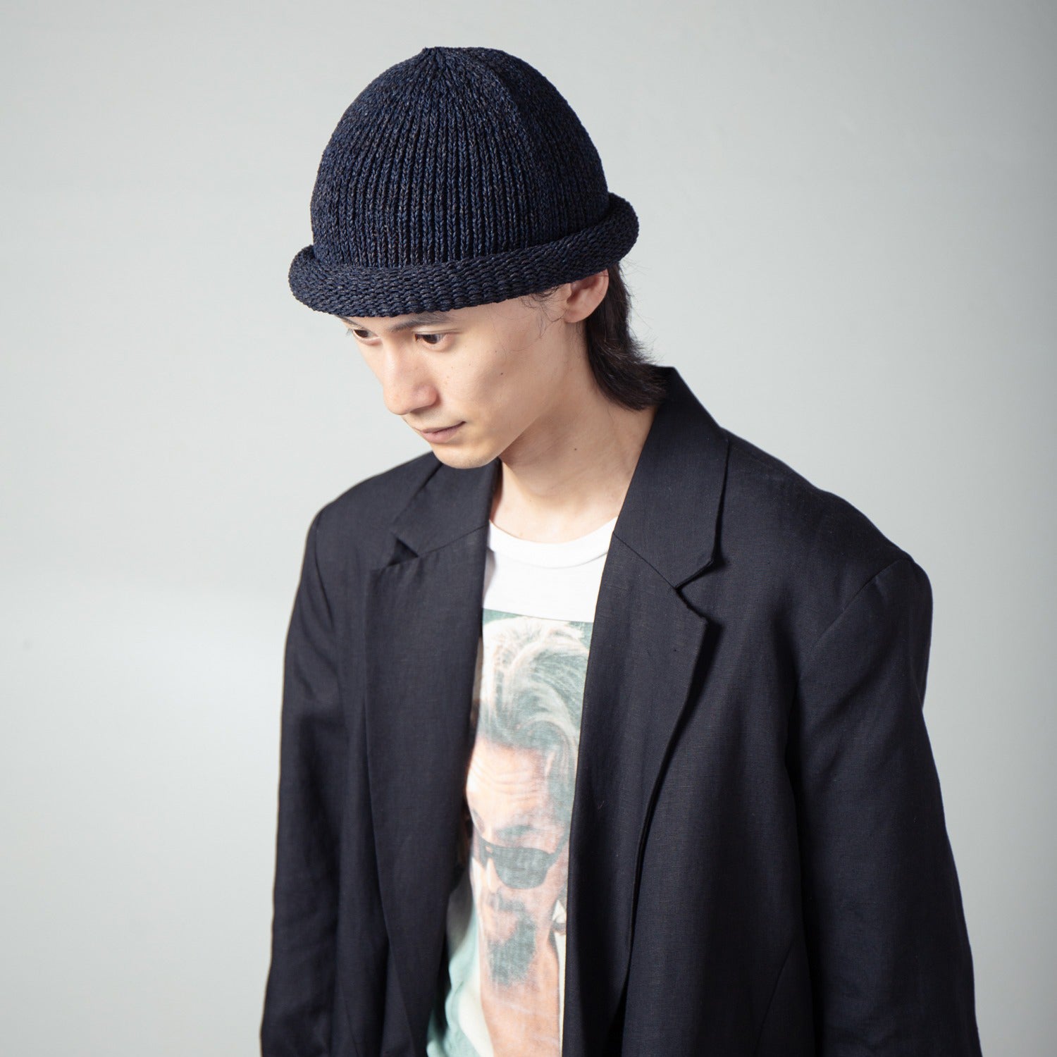 Roll Knit Cap | Color_Black | No_IA-24-097_Black【INDIETRO ASSOCIATION_インディエトロアソシエーション】【入荷予定アイテム・入荷連絡可能】