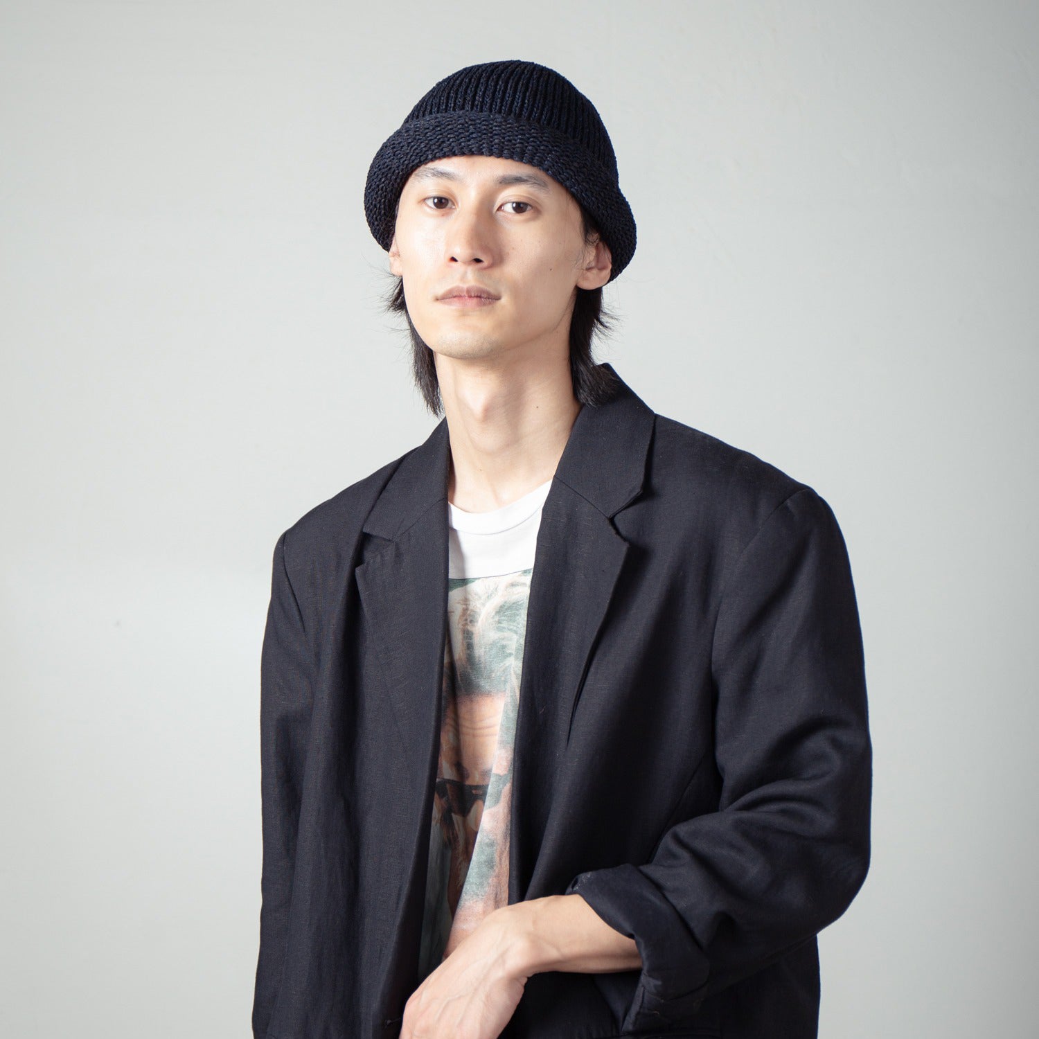 Roll Knit Cap | Color_Black | No_IA-24-097_Black【INDIETRO ASSOCIATION_インディエトロアソシエーション】【入荷予定アイテム・入荷連絡可能】