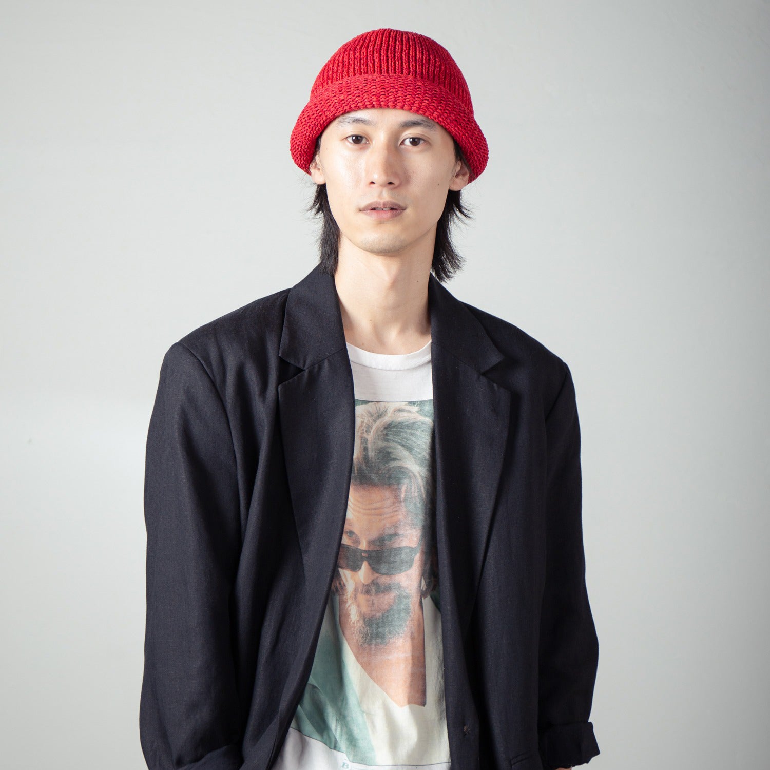 Roll Knit Cap | Color_Red | No_IA-24-097_Red【INDIETRO ASSOCIATION_インディエトロアソシエーション】【入荷予定アイテム・入荷連絡可能】