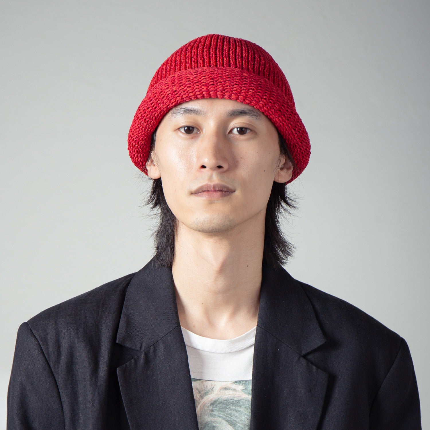 Roll Knit Cap | Color_Red | No_IA-24-097_Red【INDIETRO ASSOCIATION_インディエトロアソシエーション】【入荷予定アイテム・入荷連絡可能】