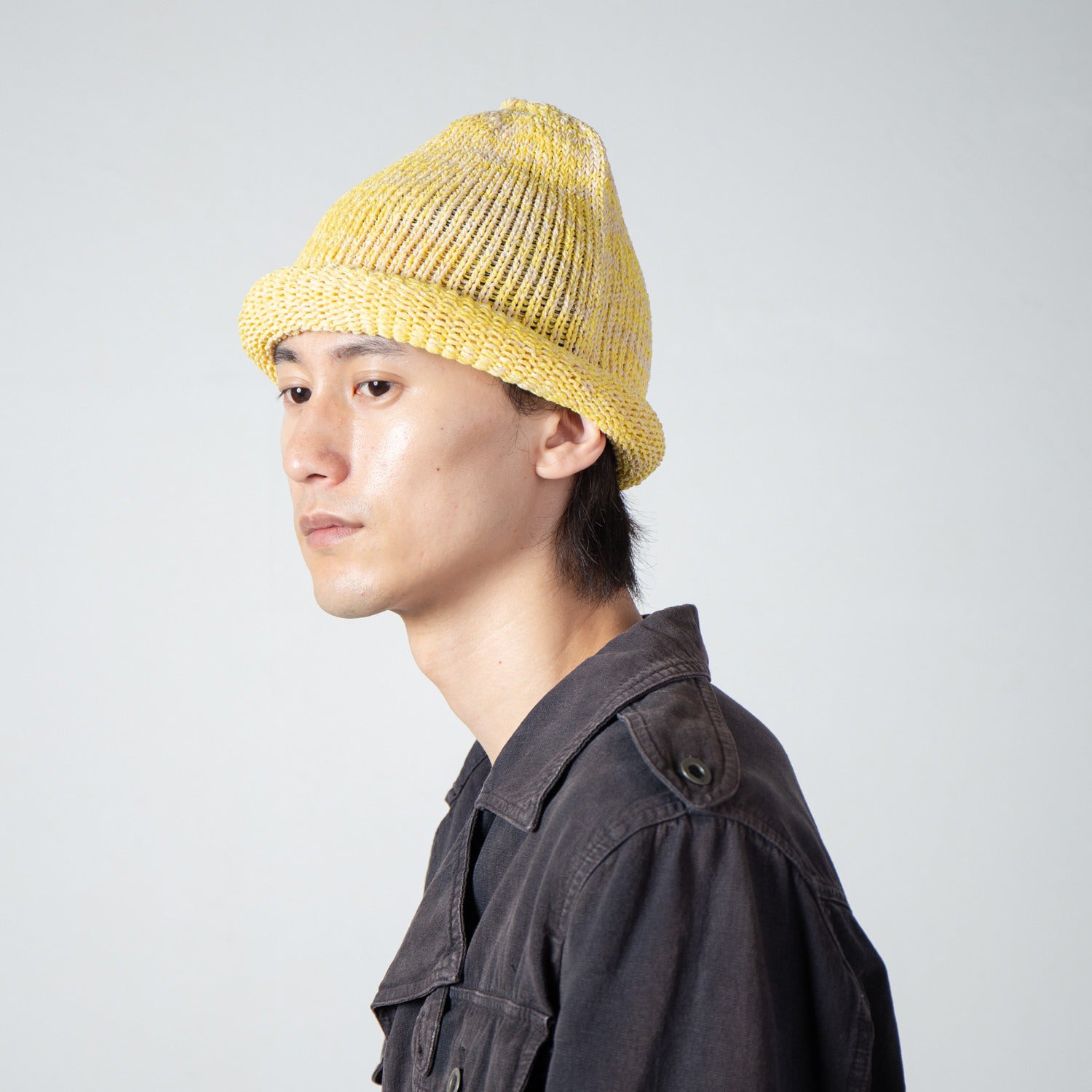 Roll Knit Cap | Color_Yellow | No_IA-24-097_Yellow【INDIETRO ASSOCIATION_インディエトロアソシエーション】【入荷予定アイテム・入荷連絡可能】