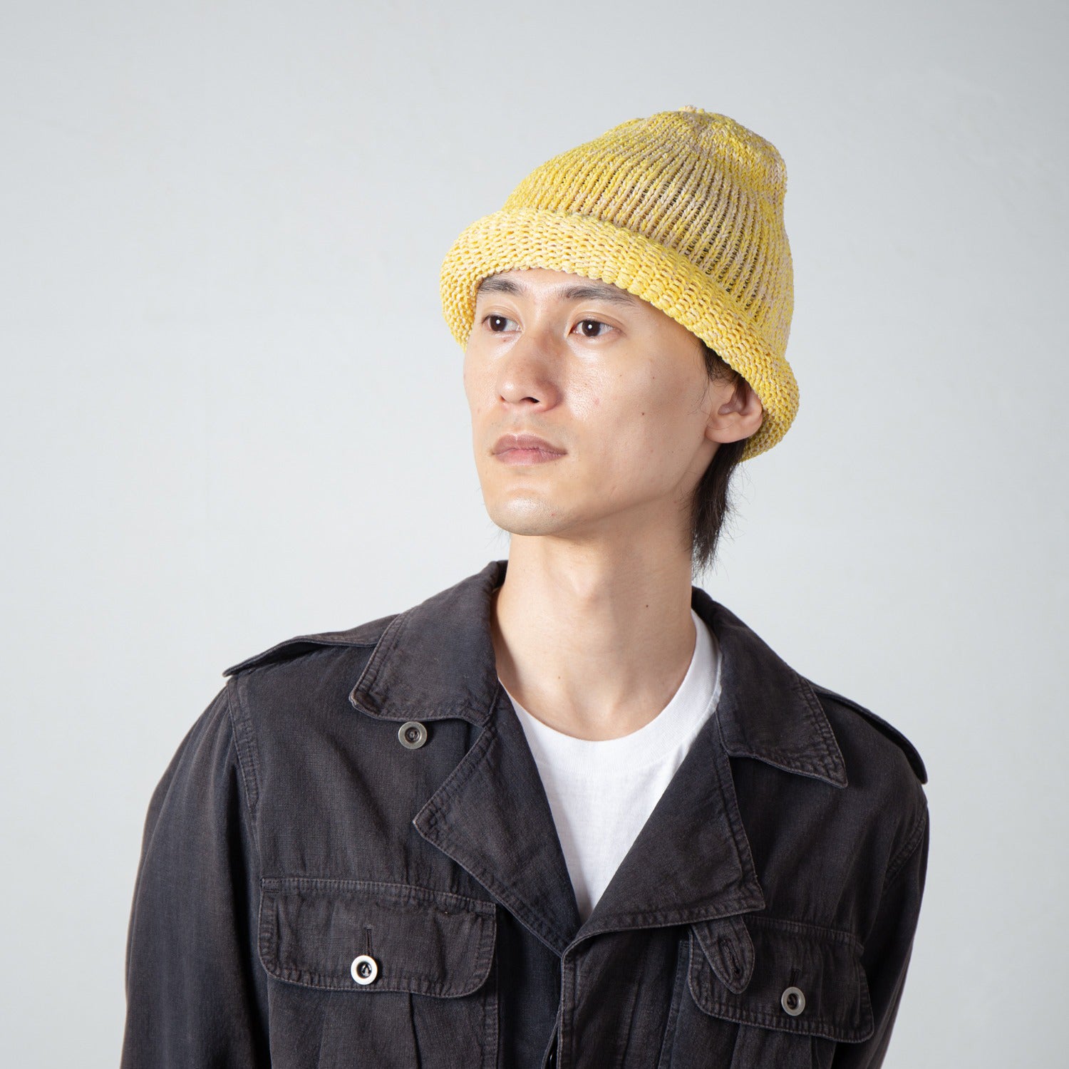 Roll Knit Cap | Color_Yellow | No_IA-24-097_Yellow【INDIETRO ASSOCIATION_インディエトロアソシエーション】【入荷予定アイテム・入荷連絡可能】