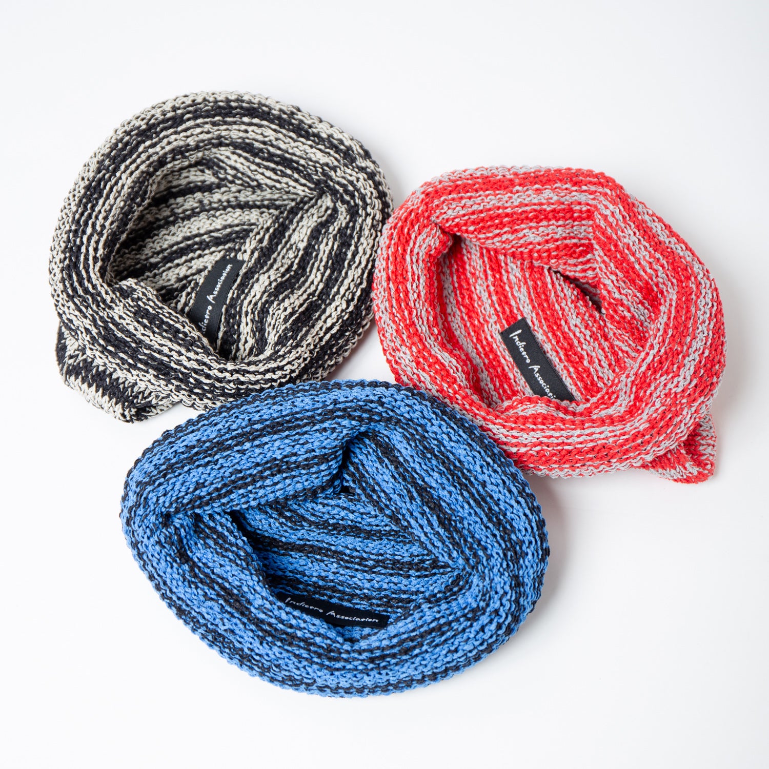 IA-25-113_Black×Blue | Border Roll Knit Cap | Color:Black×Blue【INDIETRO ASSOCIATION_インディエトロアソシエーション】【archive】