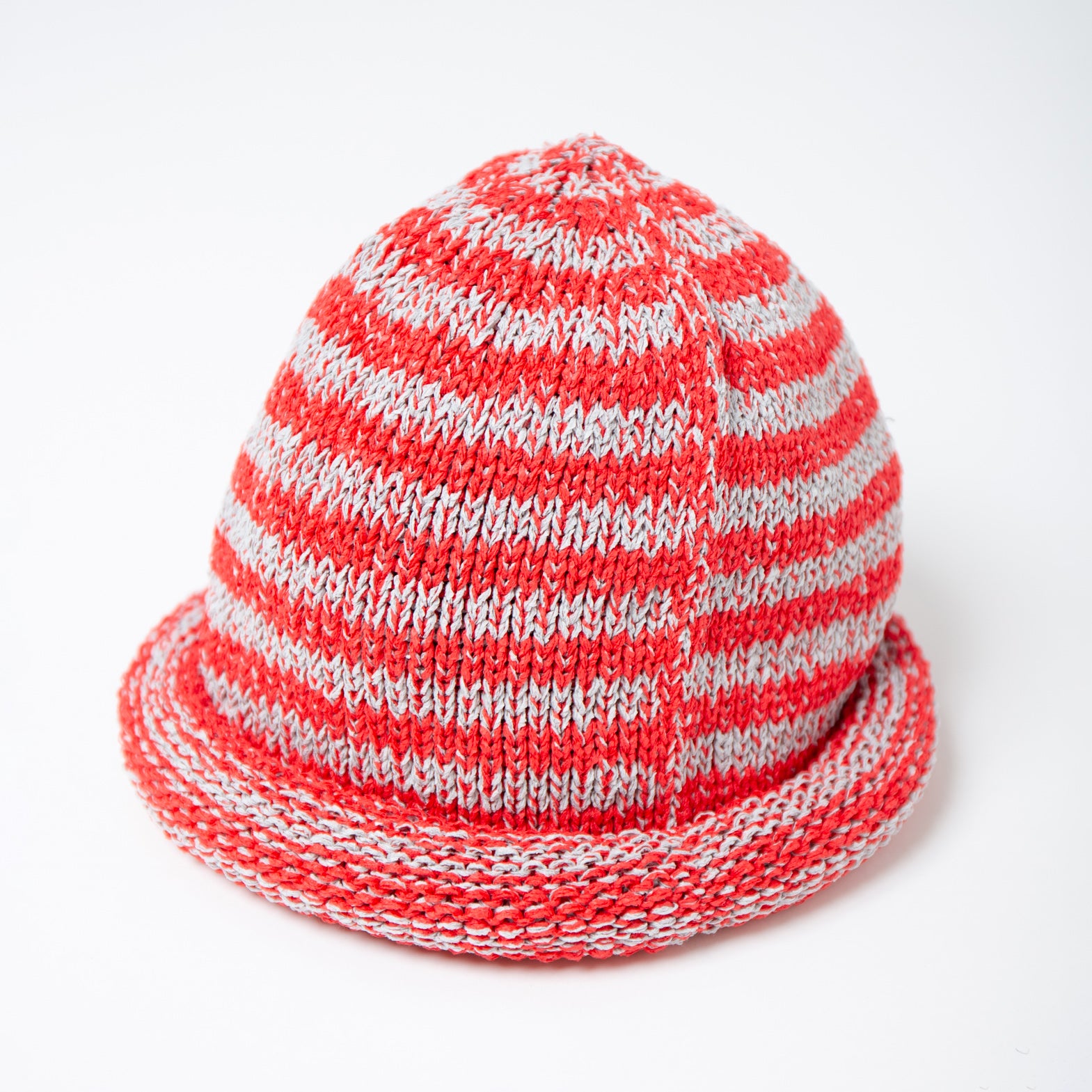 IA-25-113_Gray×Red | Border Roll Knit Cap | Color:Gray×Red【INDIETRO ASSOCIATION_インディエトロアソシエーション】【archive】