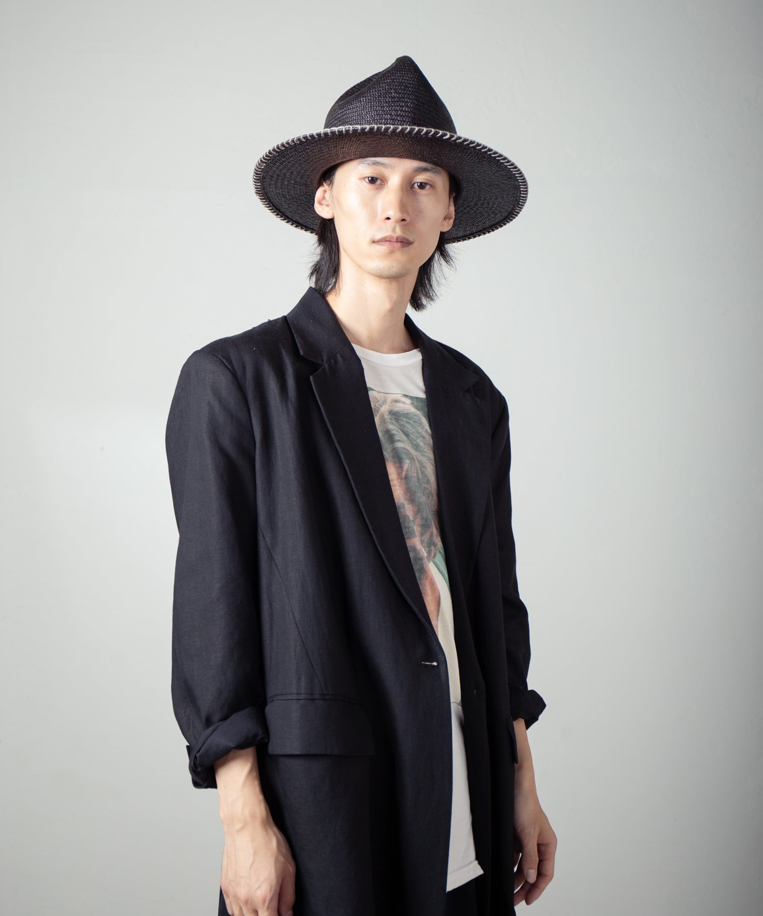 IA-25-120_Black | Mountain Panama Hat | Color:Black【INDIETRO ASSOCIATION_インディエトロアソシエーション】