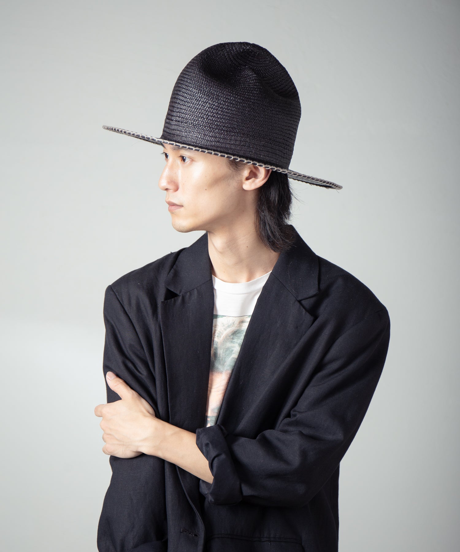 IA-25-120_Black | Mountain Panama Hat | Color:Black【INDIETRO ASSOCIATION_インディエトロアソシエーション】