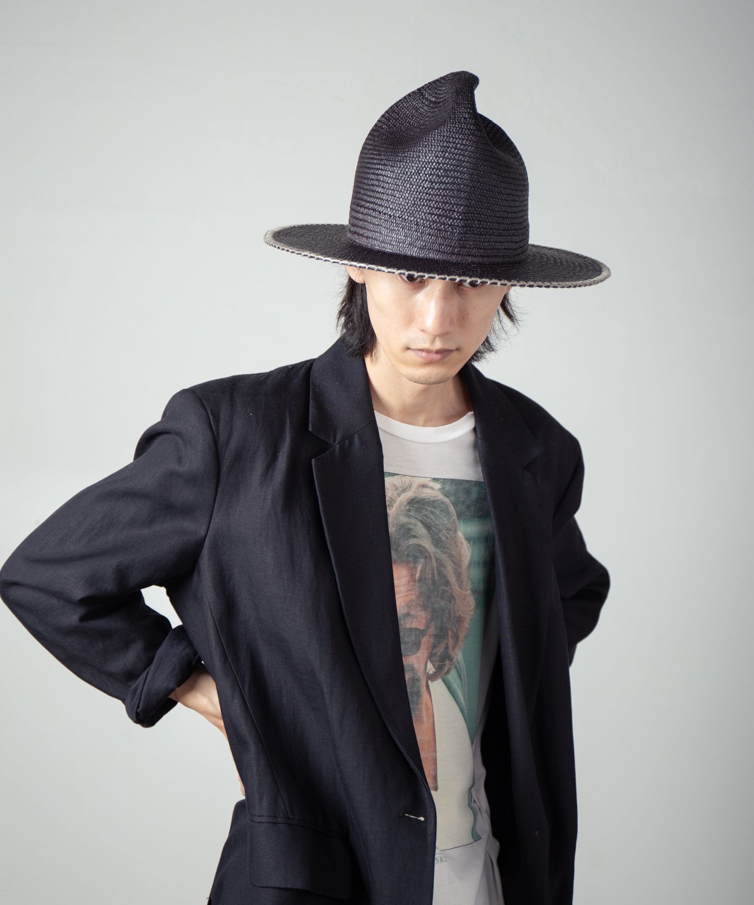 IA-25-120_Black | Mountain Panama Hat | Color:Black【INDIETRO ASSOCIATION_インディエトロアソシエーション】