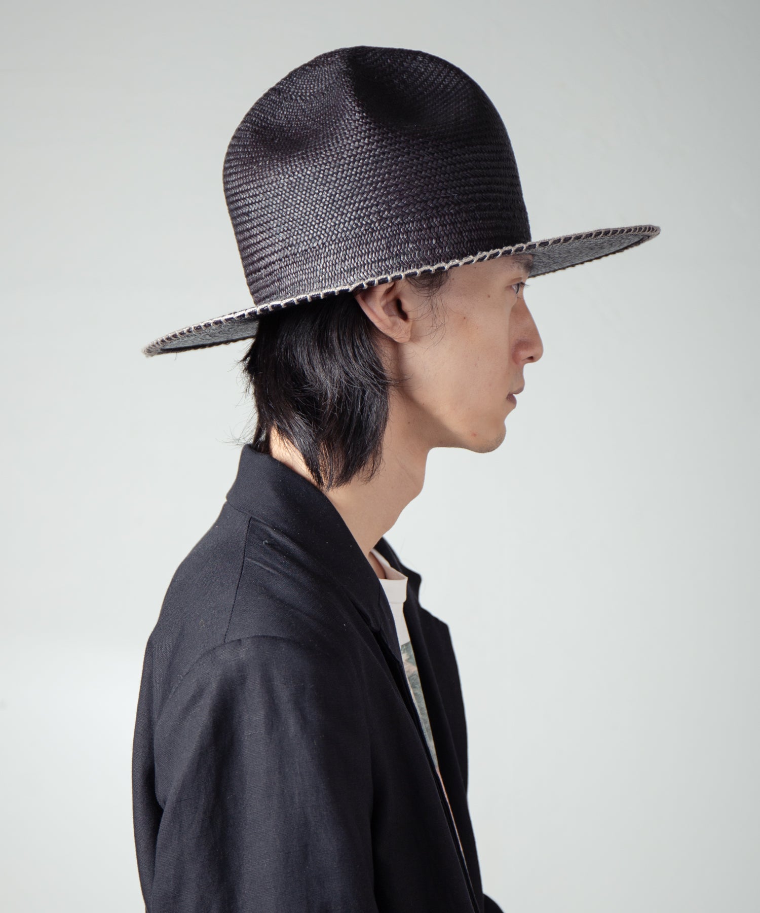 IA-25-120_Black | Mountain Panama Hat | Color:Black【INDIETRO ASSOCIATION_インディエトロアソシエーション】