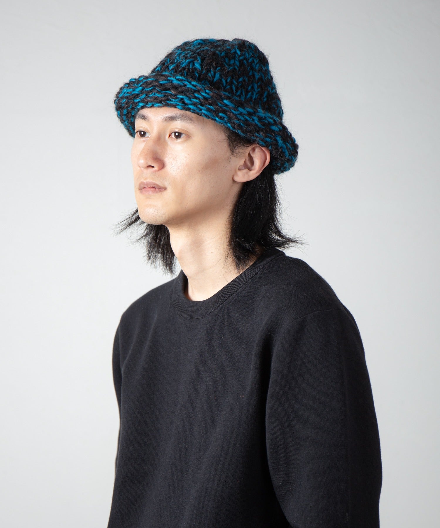 Roll Knit Cap | Color_Yellow / Blue / BLack | No_ia-25-125【INDIETRO ASSOCIATION_インディエトロアソシエーション】