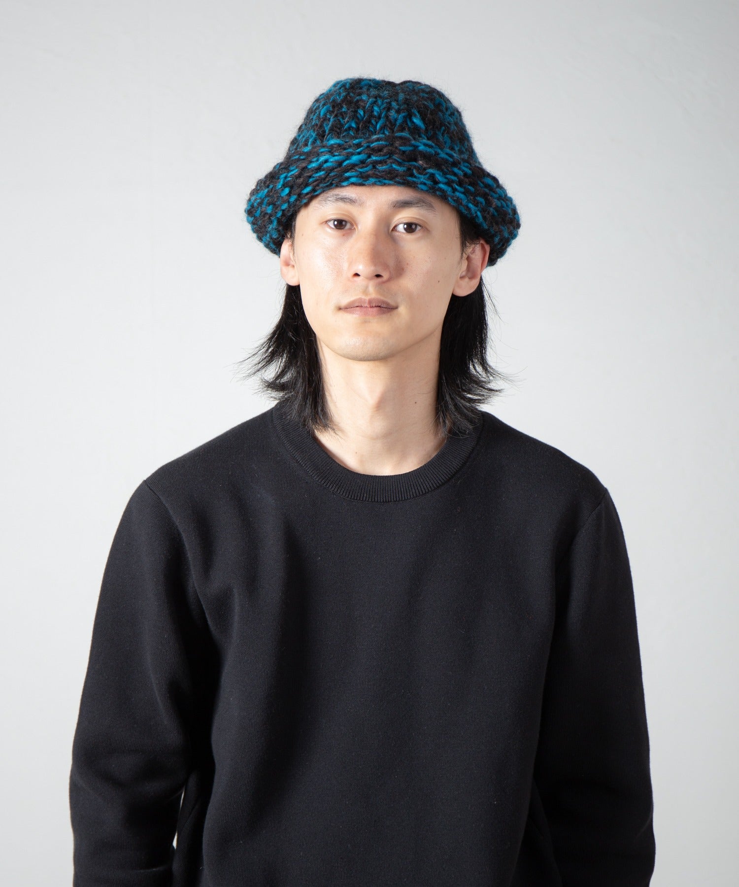 Roll Knit Cap | Color_Yellow / Blue / BLack | No_ia-25-125【INDIETRO ASSOCIATION_インディエトロアソシエーション】
