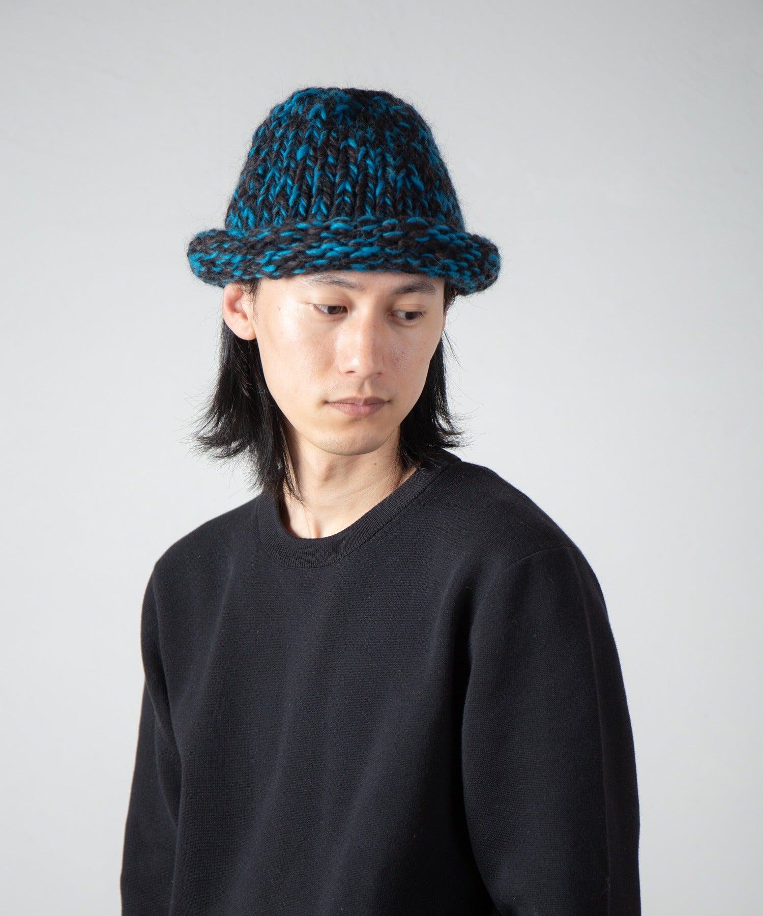 Roll Knit Cap | Color_Yellow / Blue / BLack | No_ia-25-125【INDIETRO ASSOCIATION_インディエトロアソシエーション】