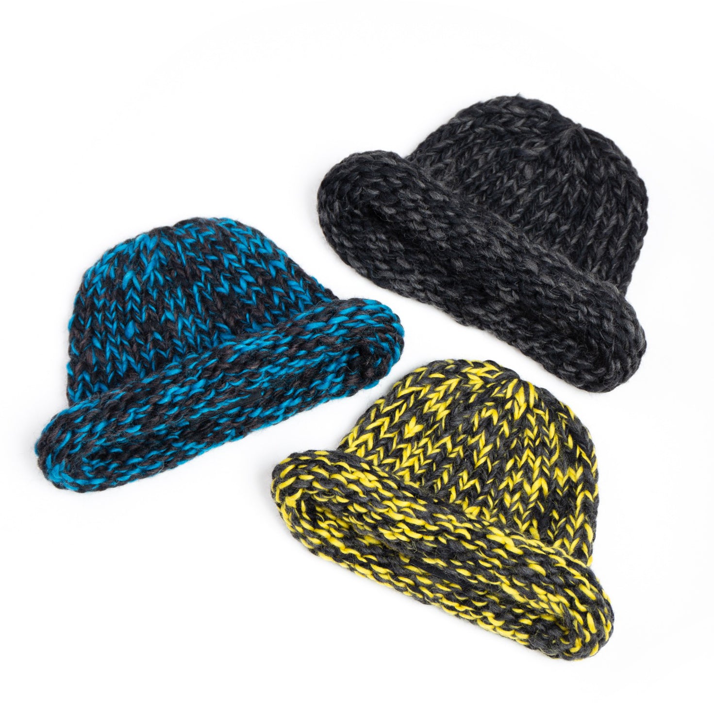 Roll Knit Cap | Color_Yellow / Blue / BLack | No_ia-25-125【INDIETRO ASSOCIATION_インディエトロアソシエーション】