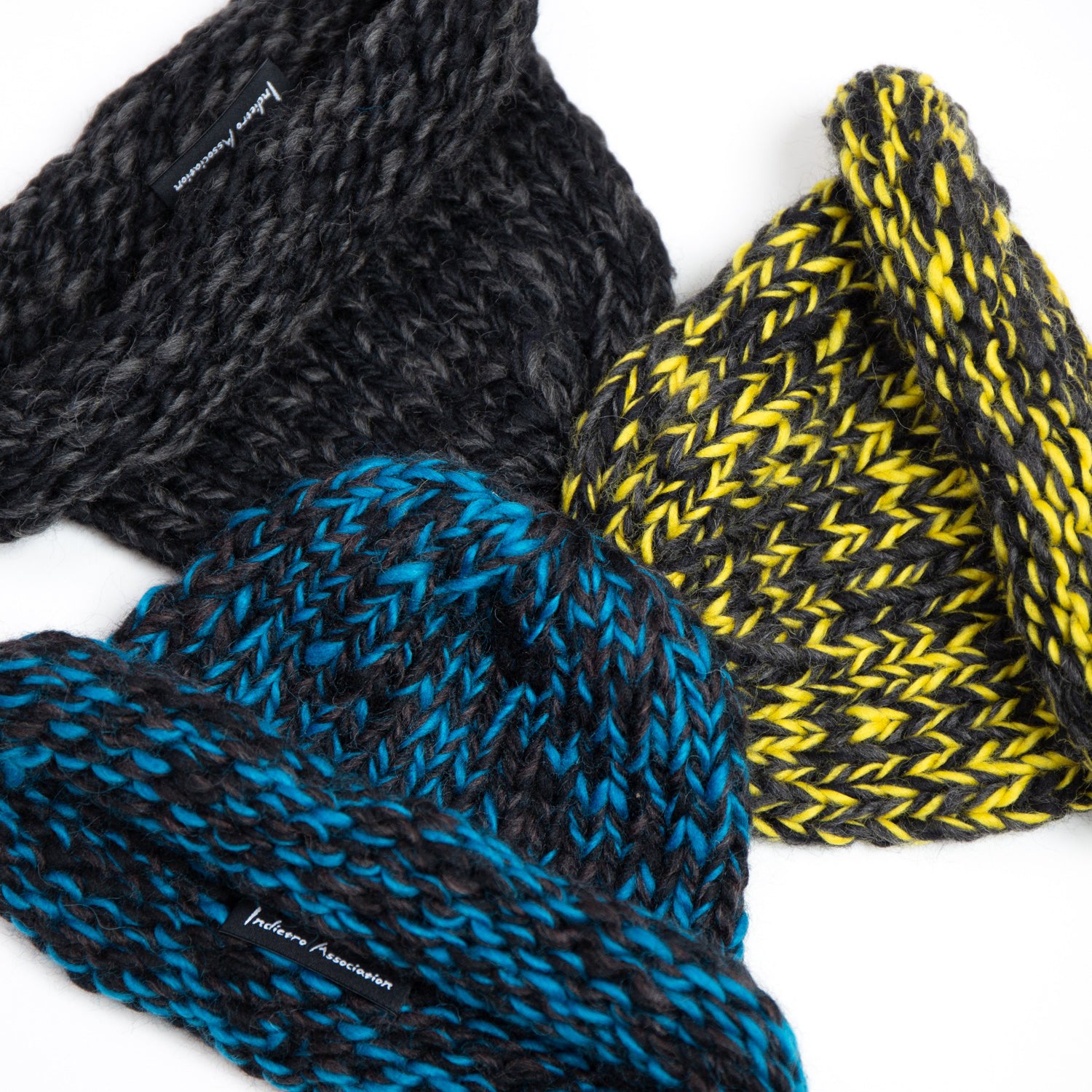 Roll Knit Cap | Color_Yellow / Blue / BLack | No_ia-25-125【INDIETRO ASSOCIATION_インディエトロアソシエーション】