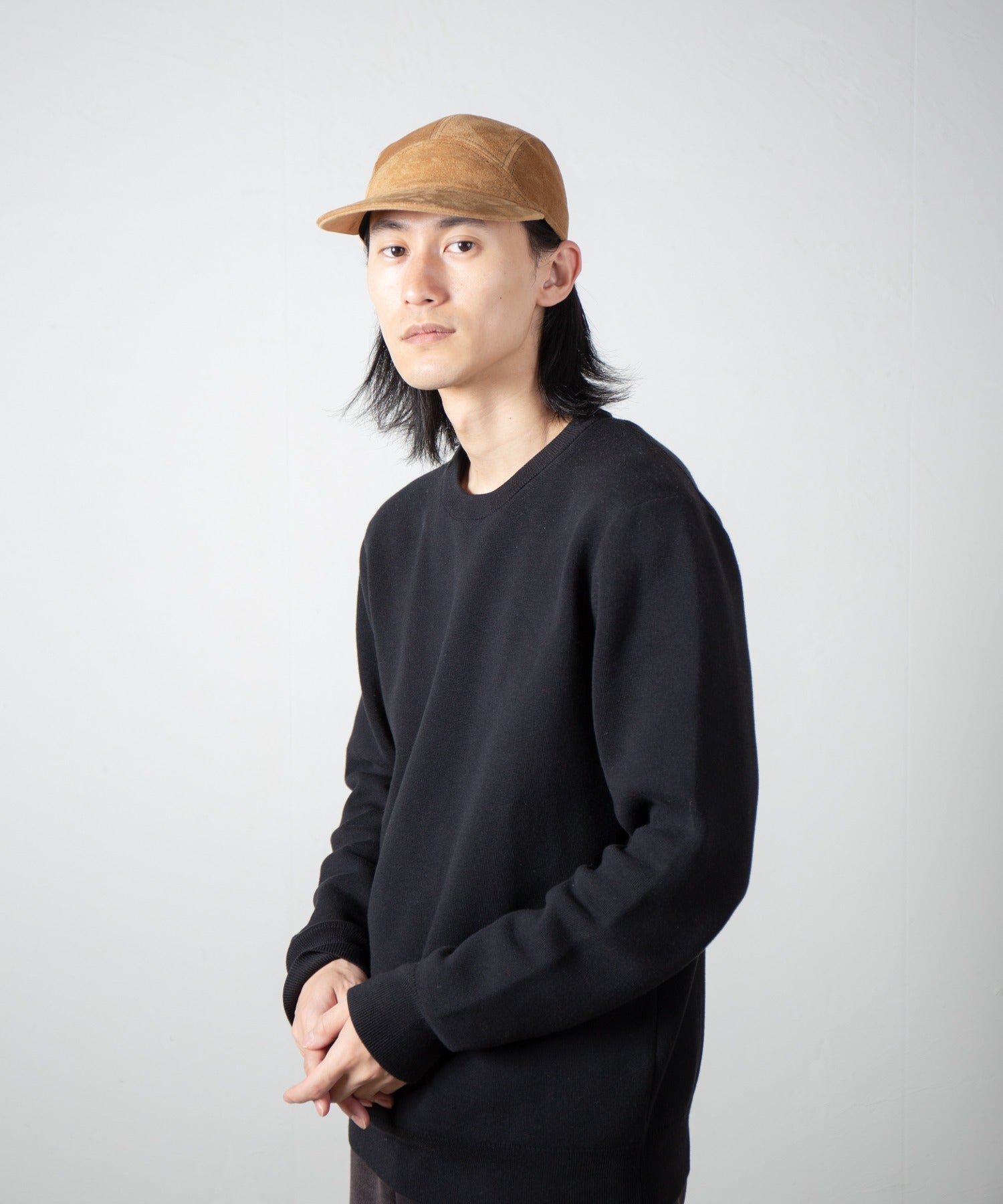 Leather Jet Cap | Color_Beige / Black | No_ia-25-129【INDIETRO ASSOCIATION_インディエトロアソシエーション】