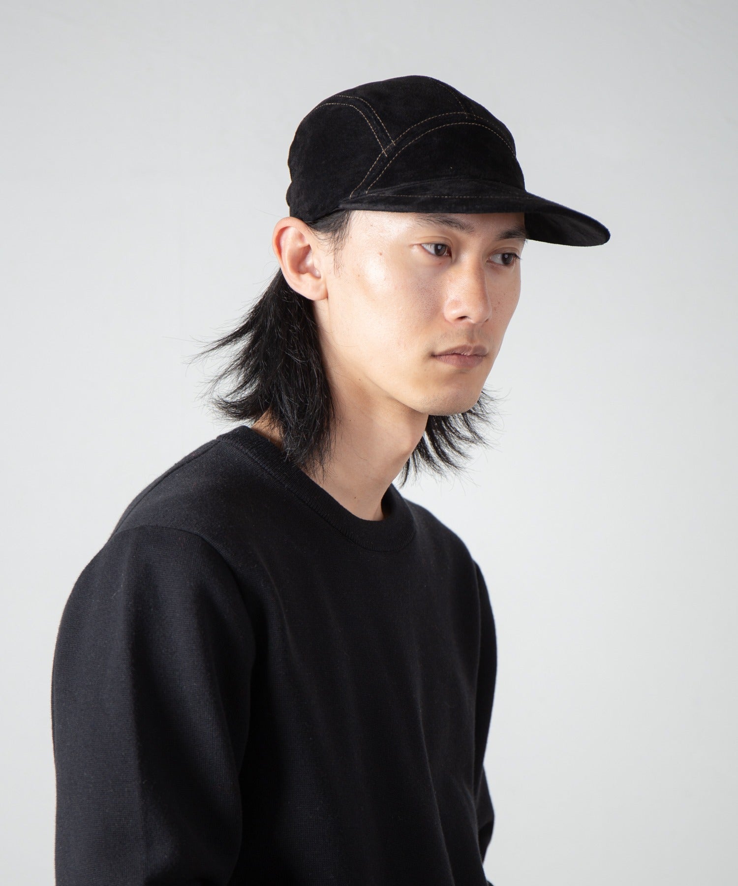 Leather Jet Cap | Color_Beige / Black | No_ia-25-129【INDIETRO ASSOCIATION_インディエトロアソシエーション】