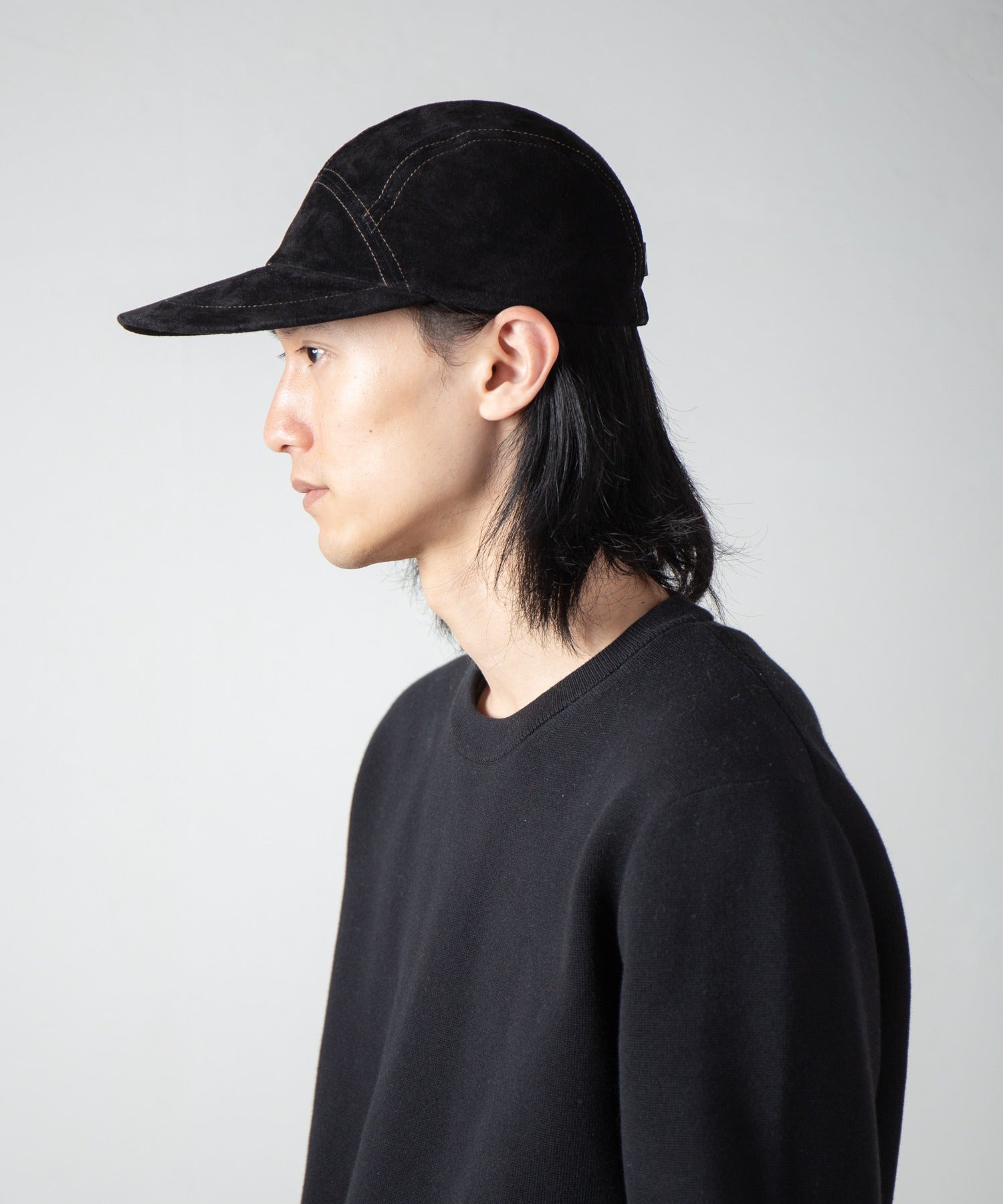 Leather Jet Cap | Color_Beige / Black | No_ia-25-129【INDIETRO ASSOCIATION_インディエトロアソシエーション】