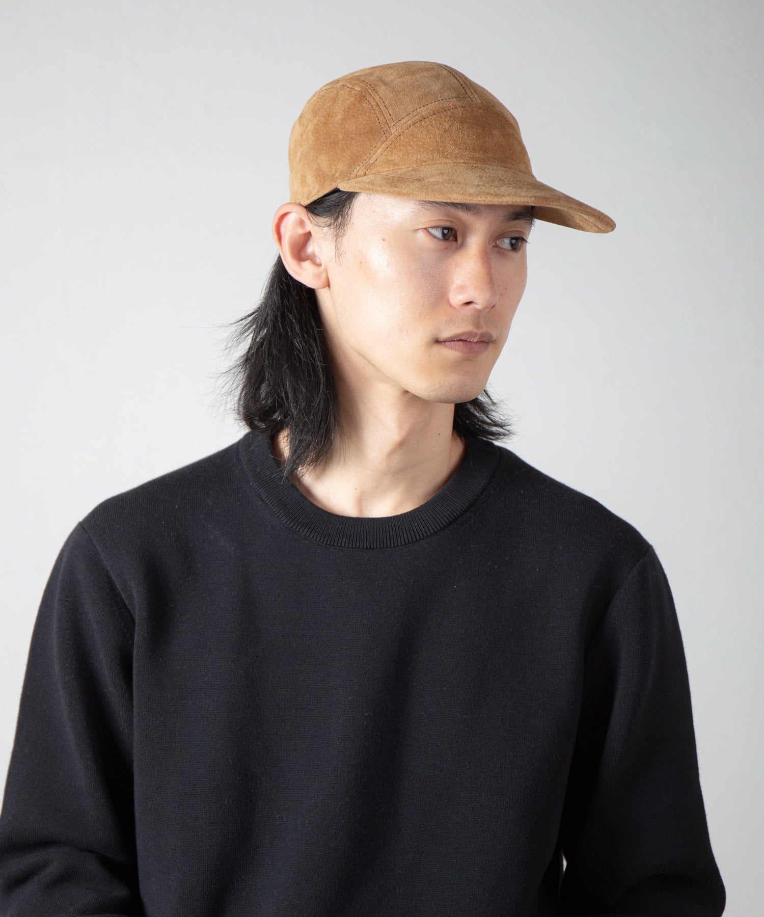 Leather Jet Cap | Color_Beige / Black | No_ia-25-129【INDIETRO ASSOCIATION_インディエトロアソシエーション】