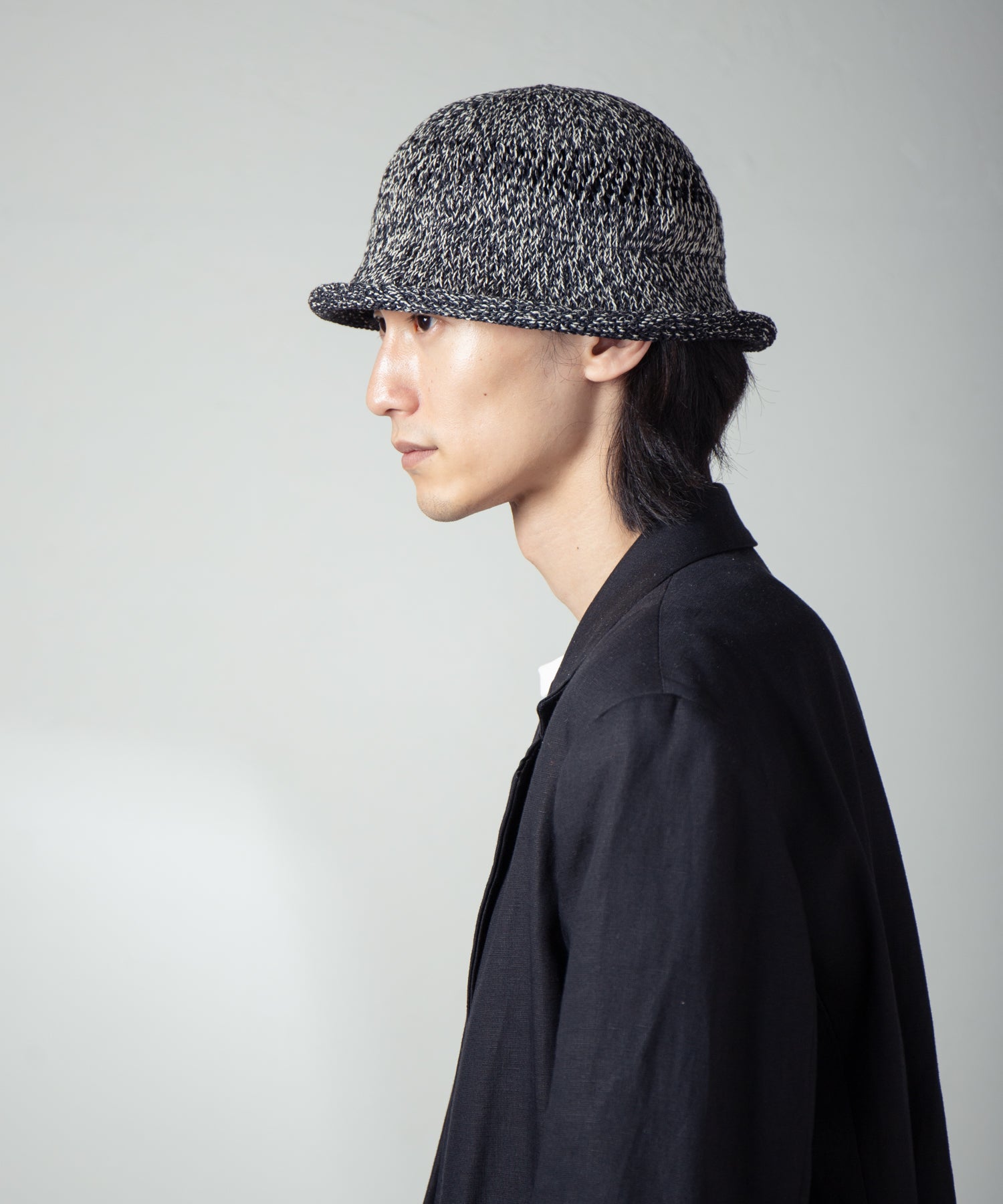 IA-25-Jd01_Black×White | Roll Knit Hat | Color:Black×White【INDIETRO ASSOCIATION_インディエトロアソシエーション】【archive】