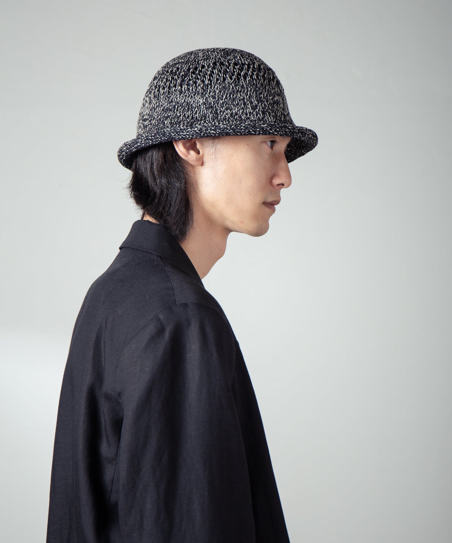 IA-25-Jd01_Black×White | Roll Knit Hat | Color:Black×White【INDIETRO ASSOCIATION_インディエトロアソシエーション】【archive】