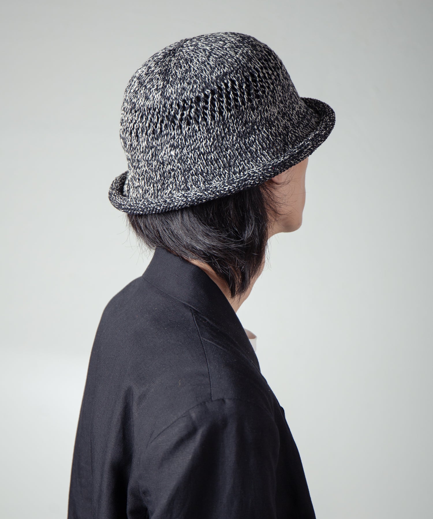 IA-25-Jd01_Black×White | Roll Knit Hat | Color:Black×White【INDIETRO ASSOCIATION_インディエトロアソシエーション】【archive】