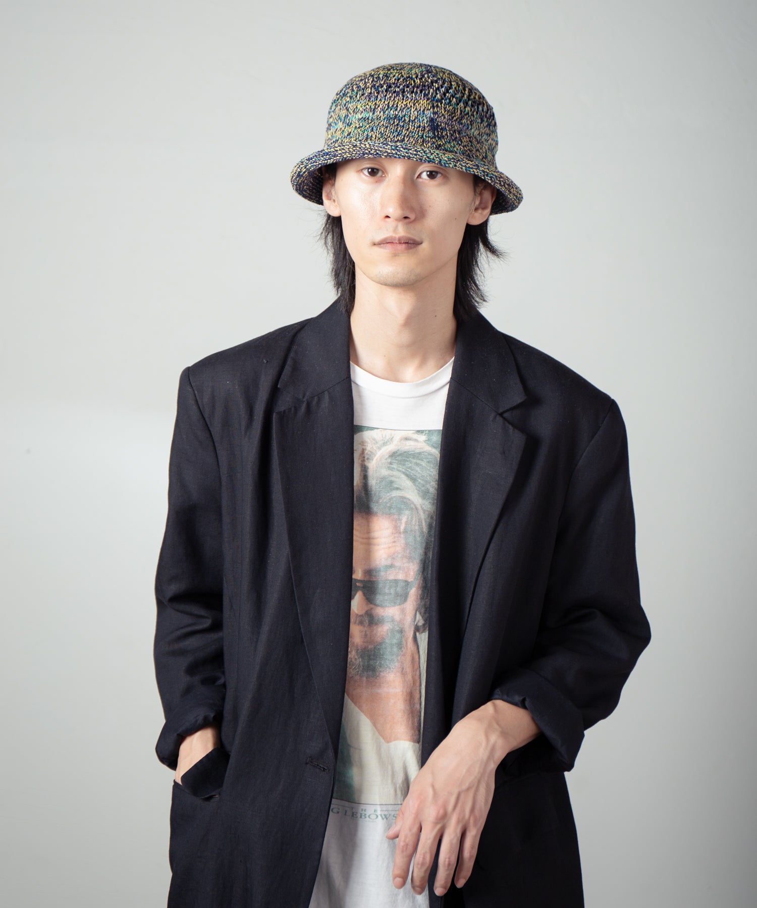 IA-25-Jd01_Black×White | Roll Knit Hat | Color:Black×White【INDIETRO ASSOCIATION_インディエトロアソシエーション】【archive】