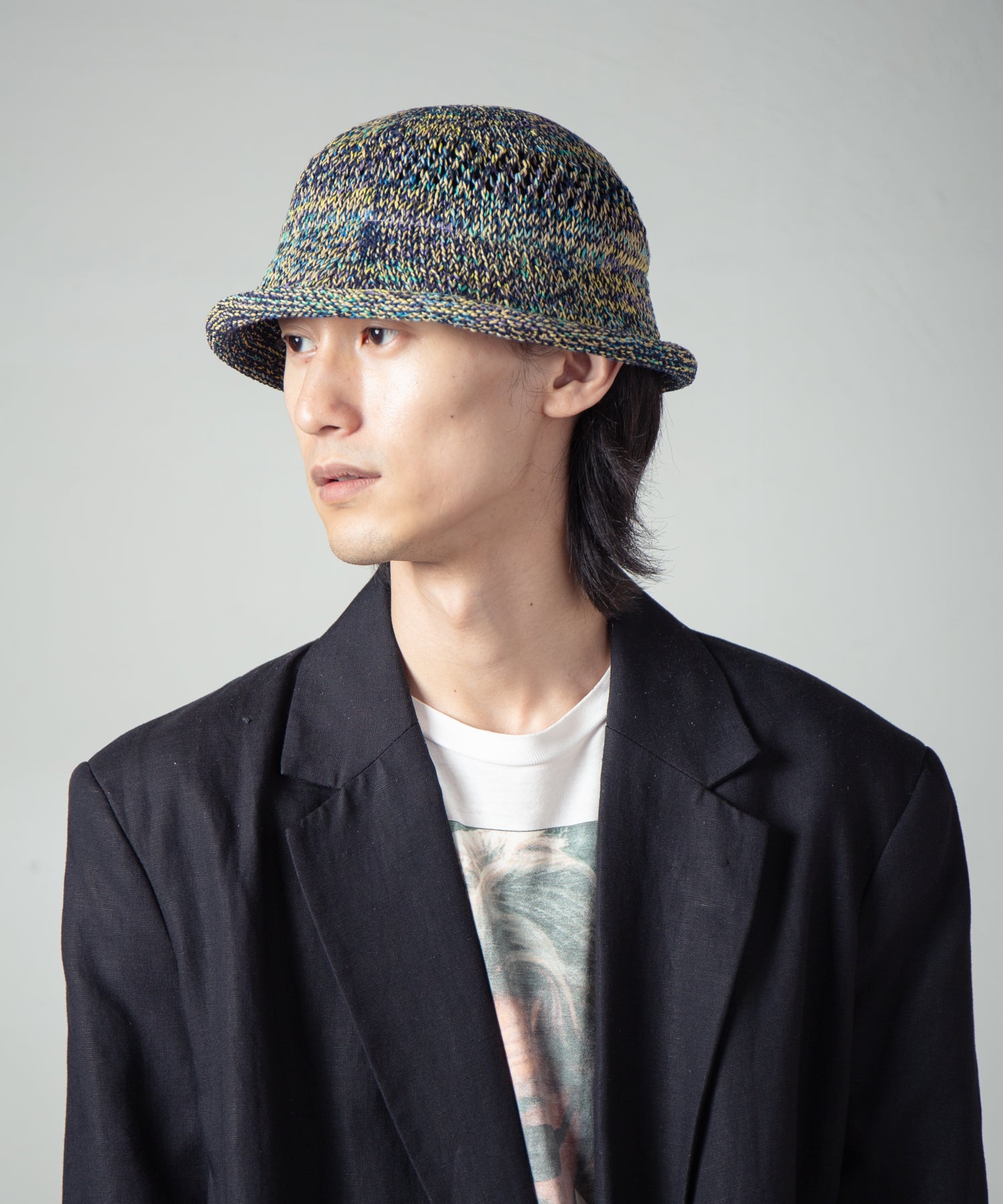 IA-25-Jd01_Black×White | Roll Knit Hat | Color:Black×White【INDIETRO ASSOCIATION_インディエトロアソシエーション】【archive】