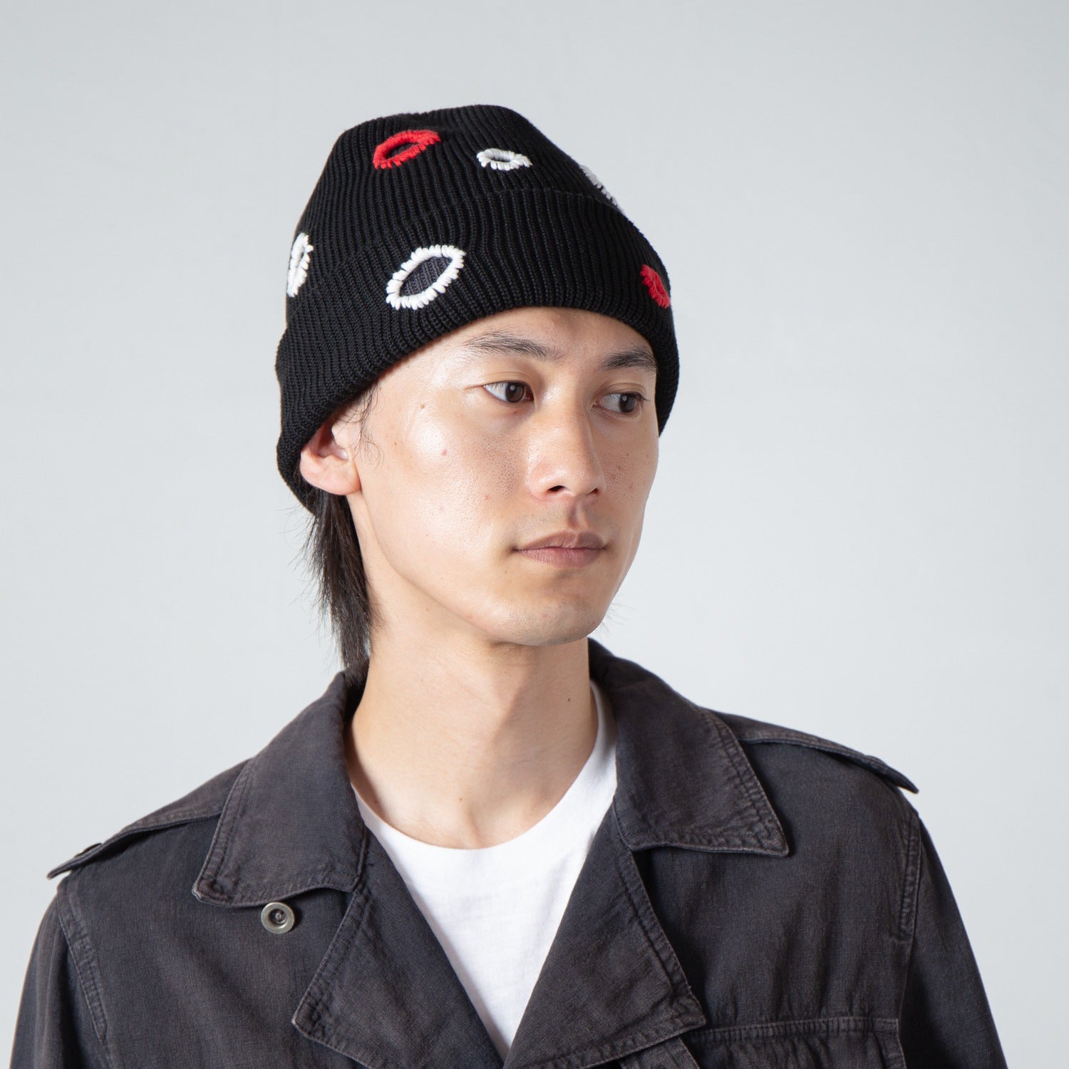Color Hole Knit Cap | Color_Black | No_IA-26-138_Black【INDIETRO ASSOCIATION_インディエトロアソシエーション】
